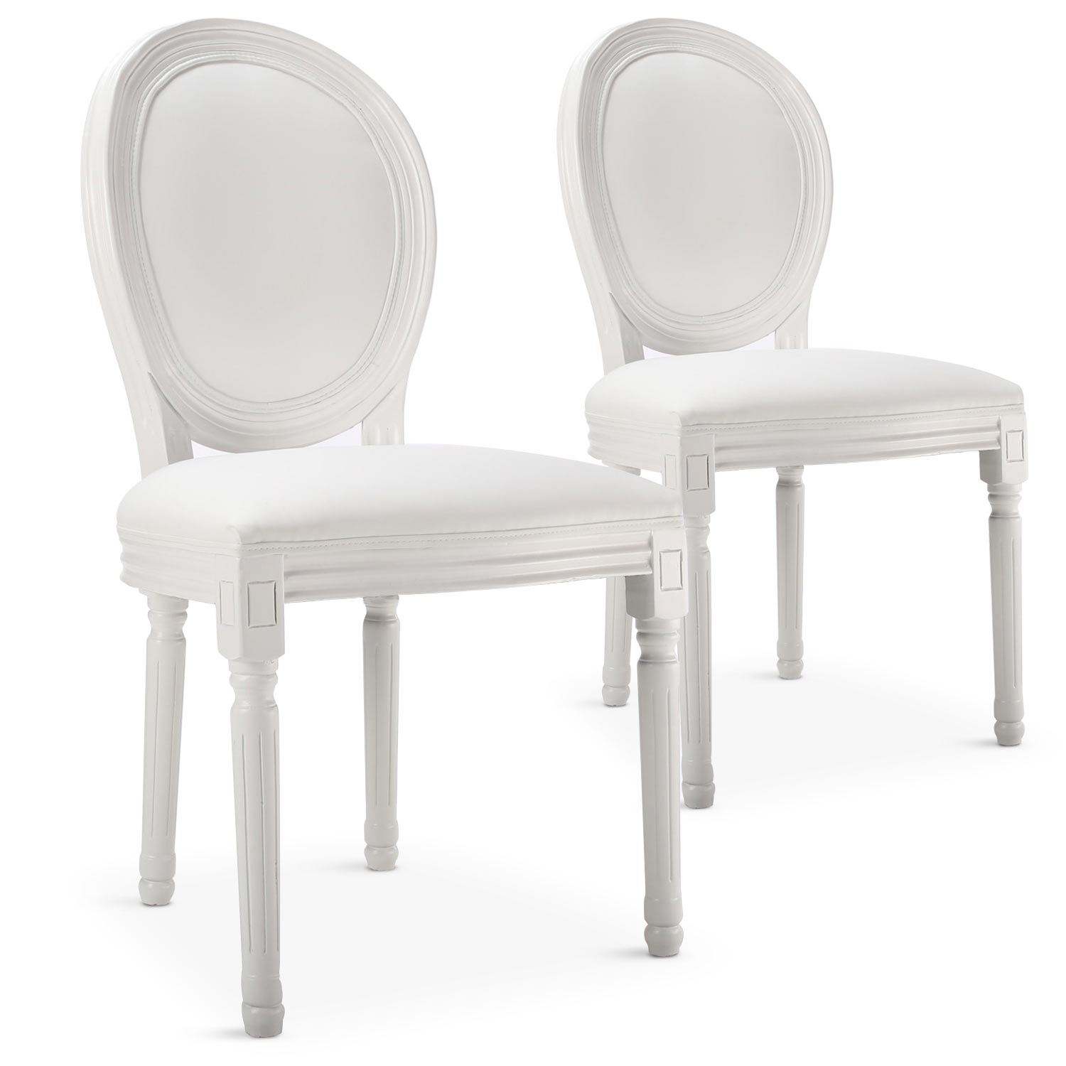 Set di 20 sedie Medaglione Luigi XVI in similpelle (PU) bianche