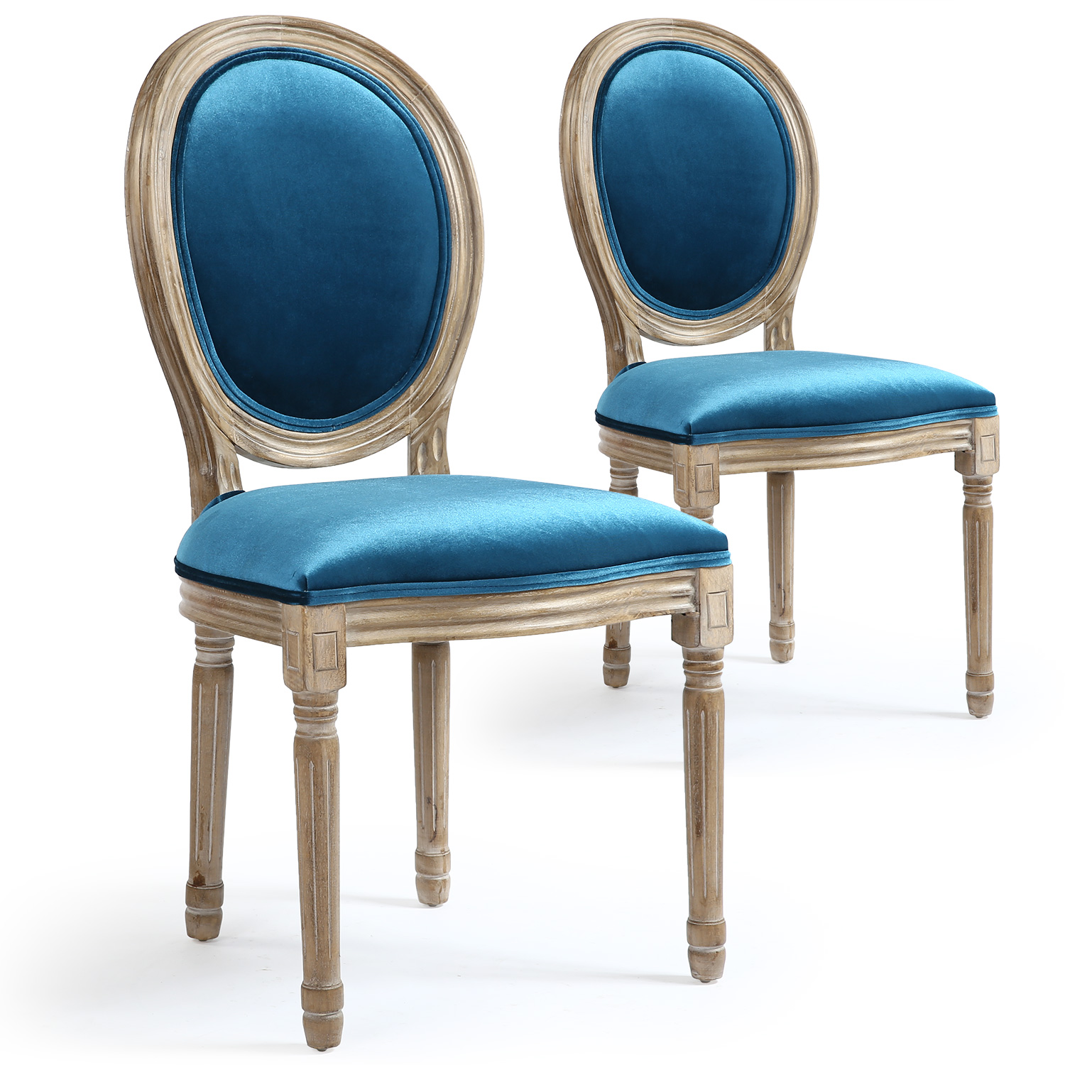 Set di 20 sedie Luigi XVI in velluto blu