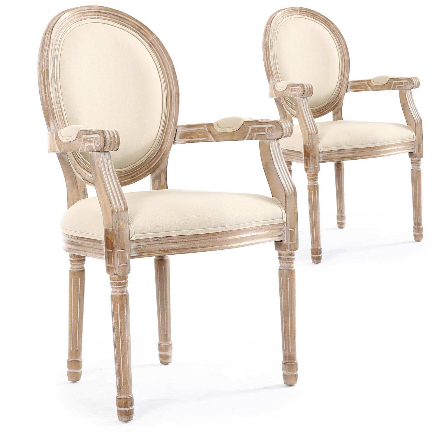 Lot de 2 chaises médaillon Louis XVI Cosy Tissu Beige