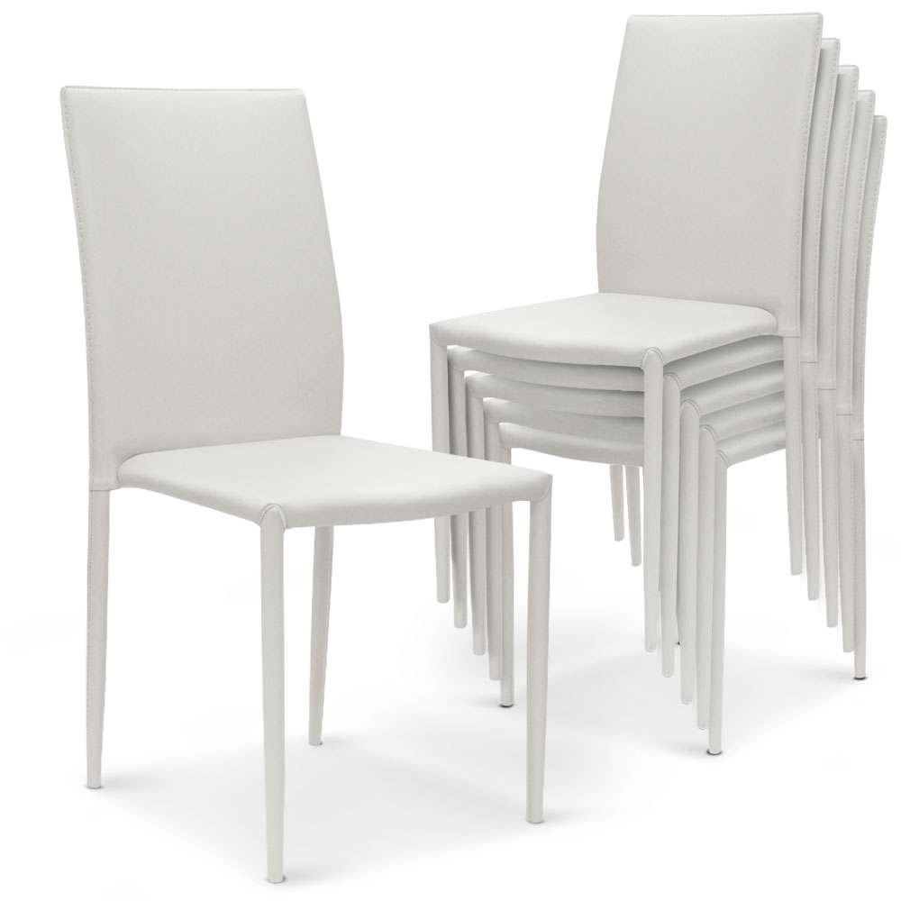 Set di 6 sedie impilabili Modan in similpelle (PU) bianche