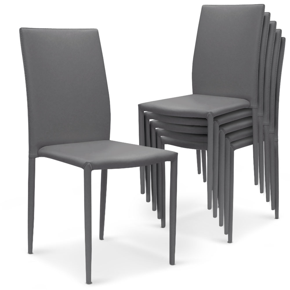 Set di 30 sedie impilabili Modan in similpelle (PU) grigie