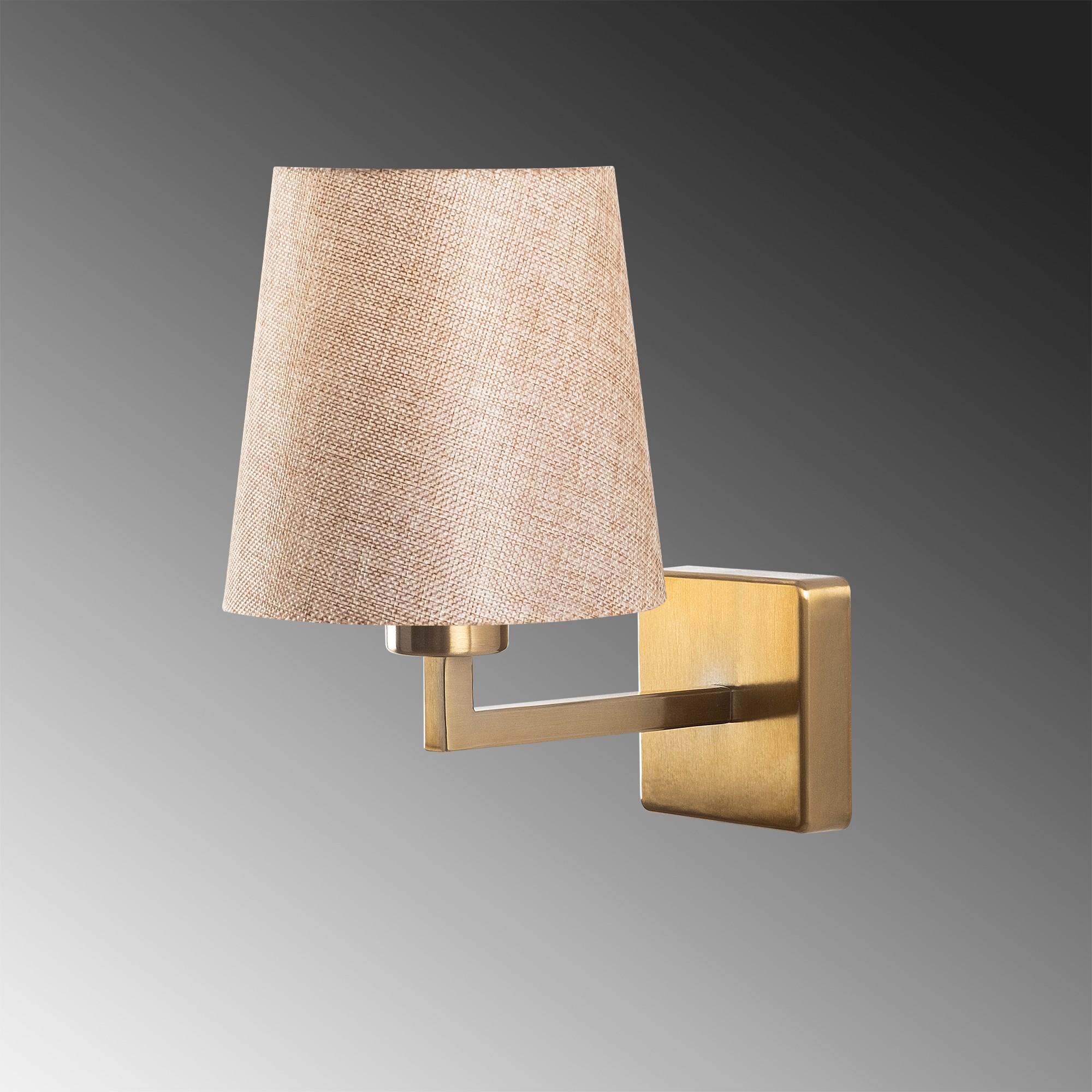 Lampada da parete Bacchio paralume troncoconico 18 x 24 x 30 cm Metallo Tessuto Oro Antico Crema