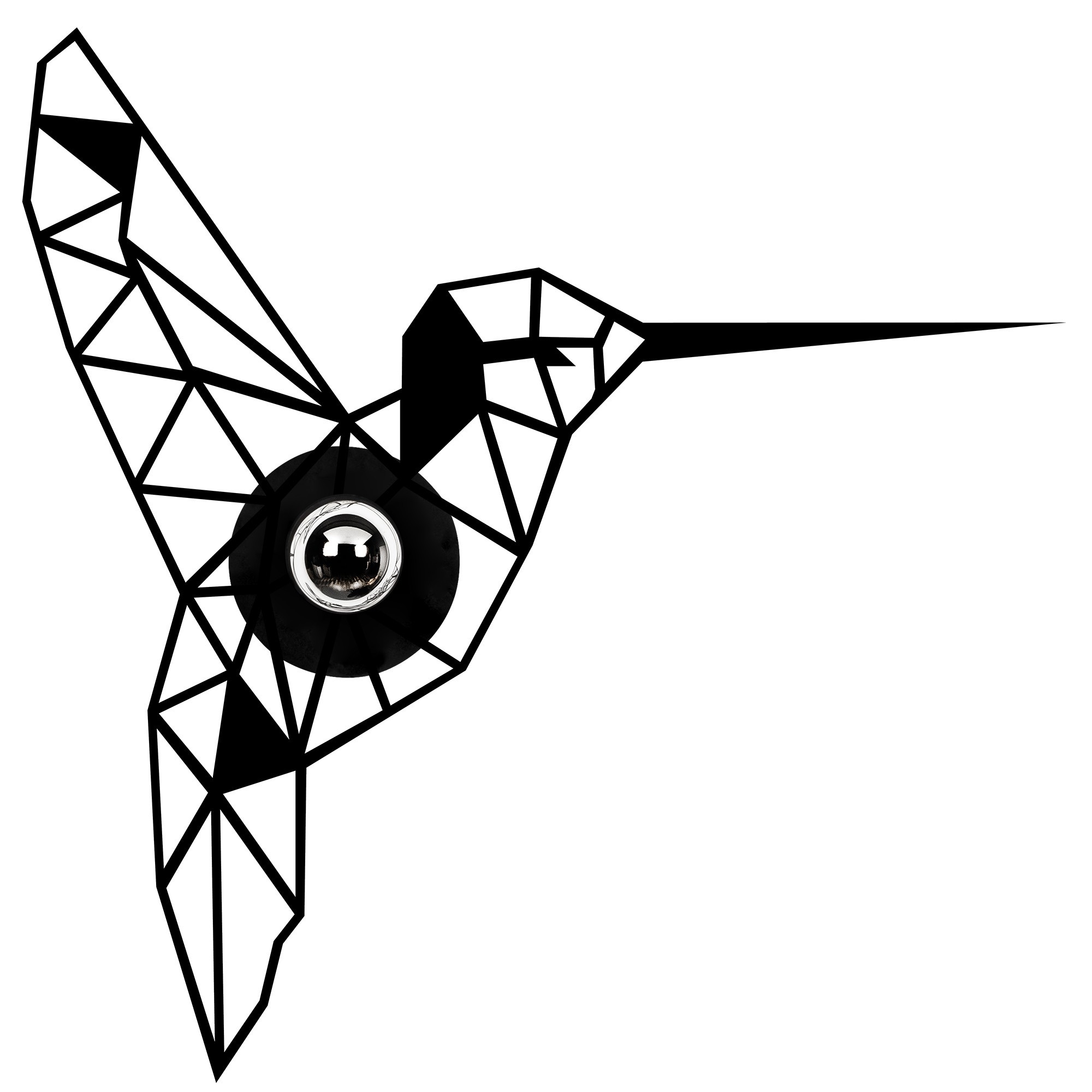 Applique murale origami colibri Apertura 44 x 12 x 44 cm MDF Métal Noir