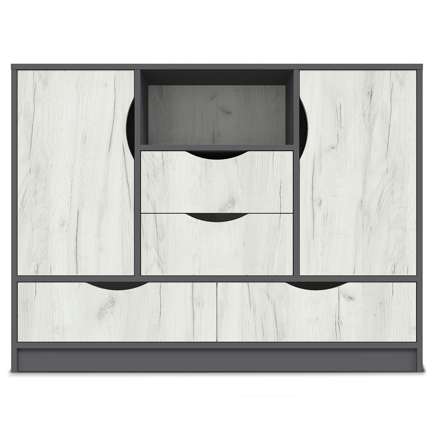 Credenza Caradec 120 cm grigio e legno chiaro