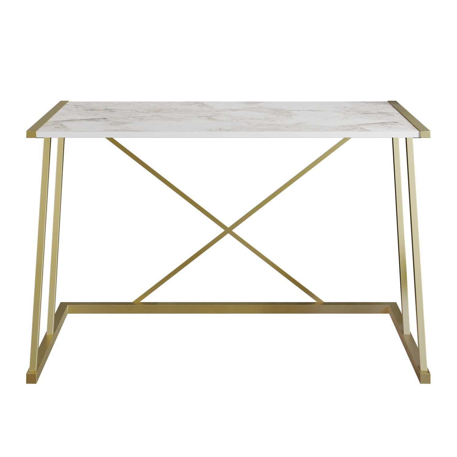 Officium Single Desk Table 100% Melamine White Gold