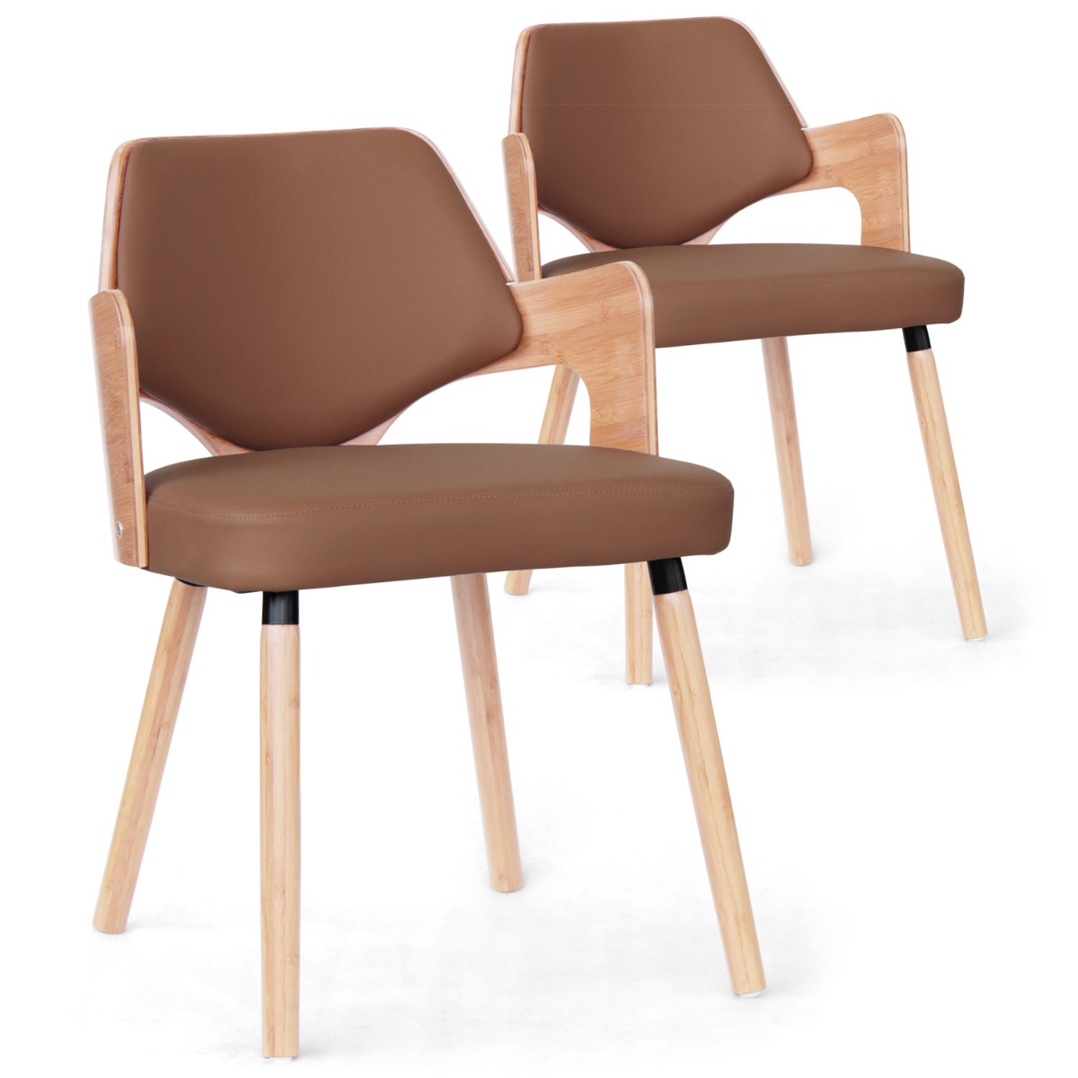 Set di 2 sedie scandinave Dima legno naturale e color talpa