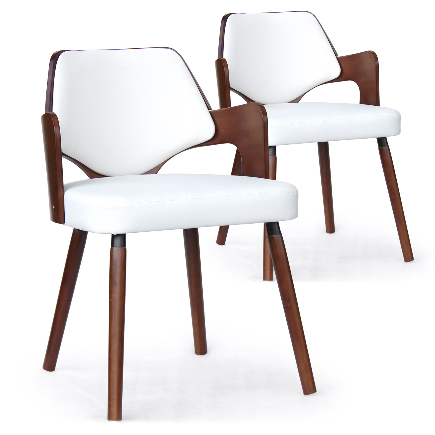 Set di 2 sedie scandinave Dima legno nocciola e bianco