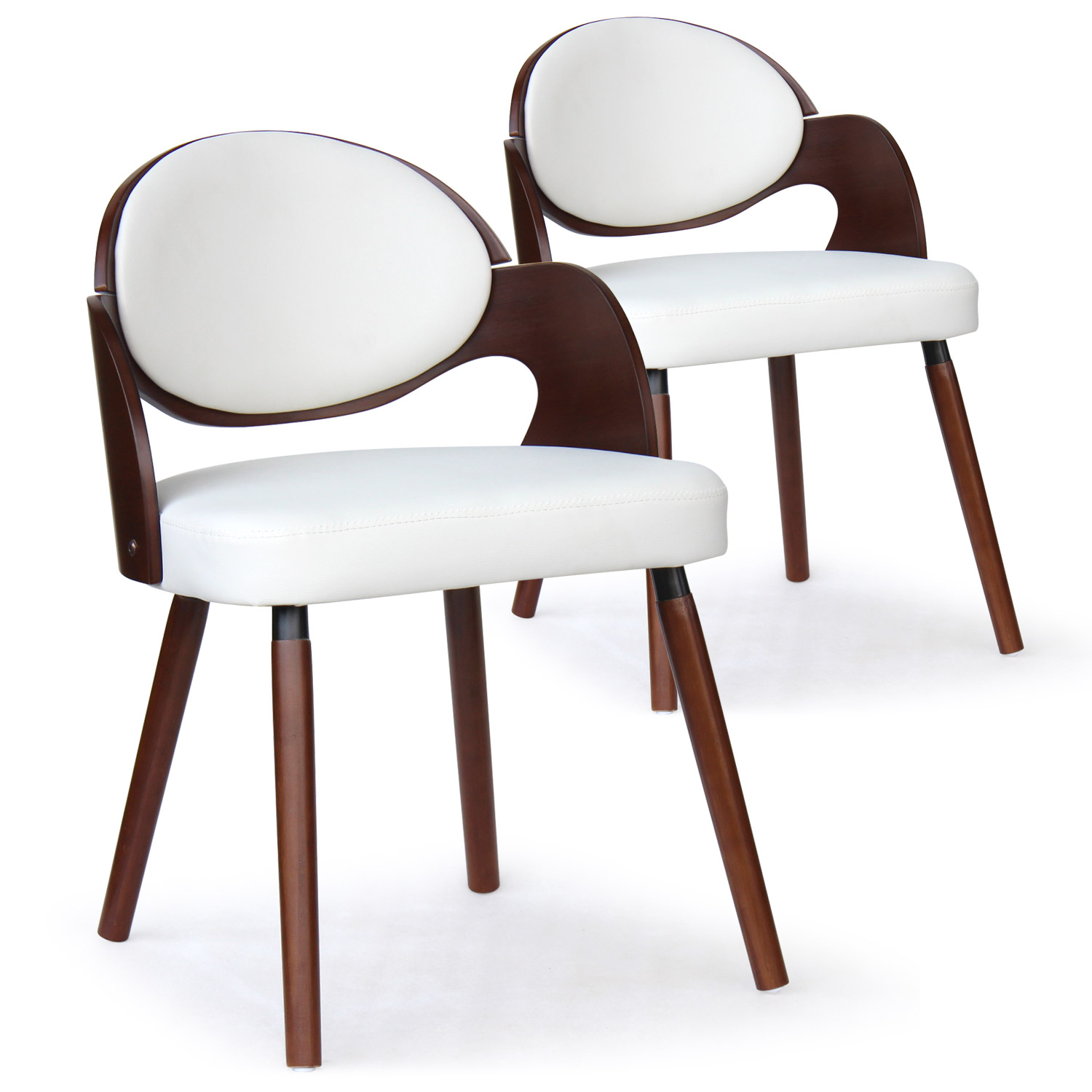 Set di 2 sedie scandinave Estel in legno nocciola e bianco