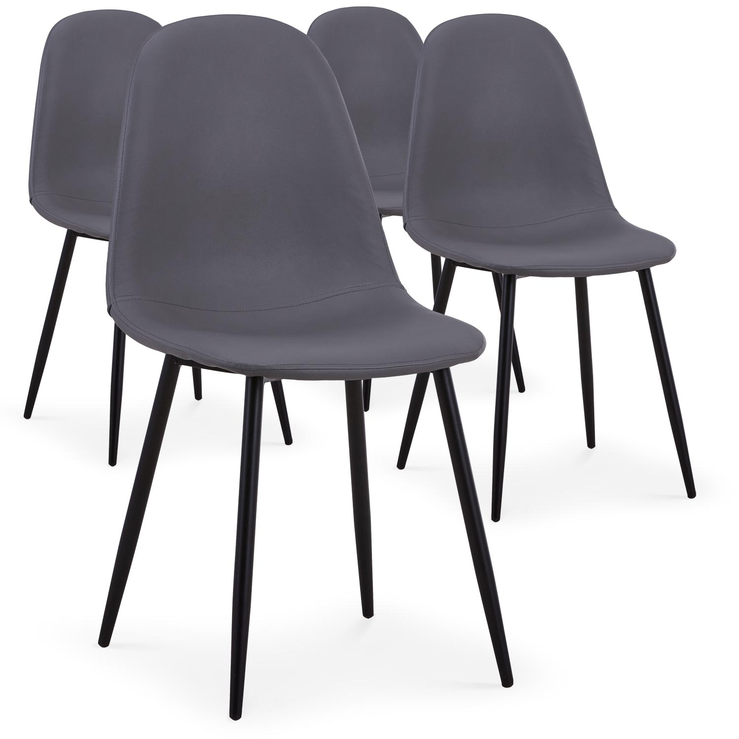 Set di 4 sedie Gao in similpelle PU grigie