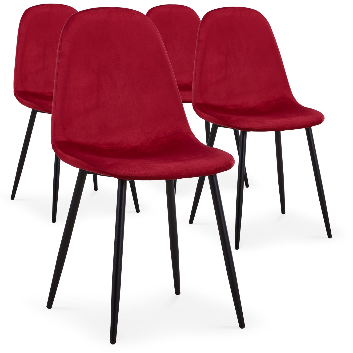 Set di 4 sedie Gao in velluto rosso