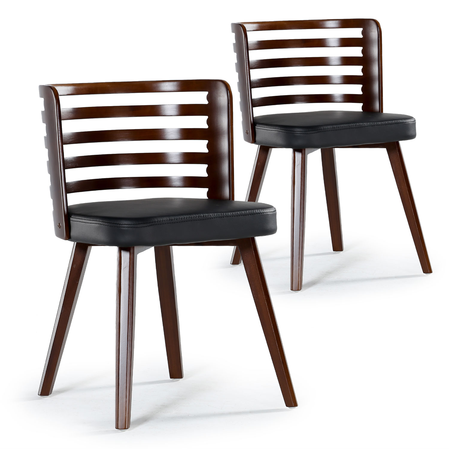Set di 2 sedie scandinave Koxy in legno nocciola e nero