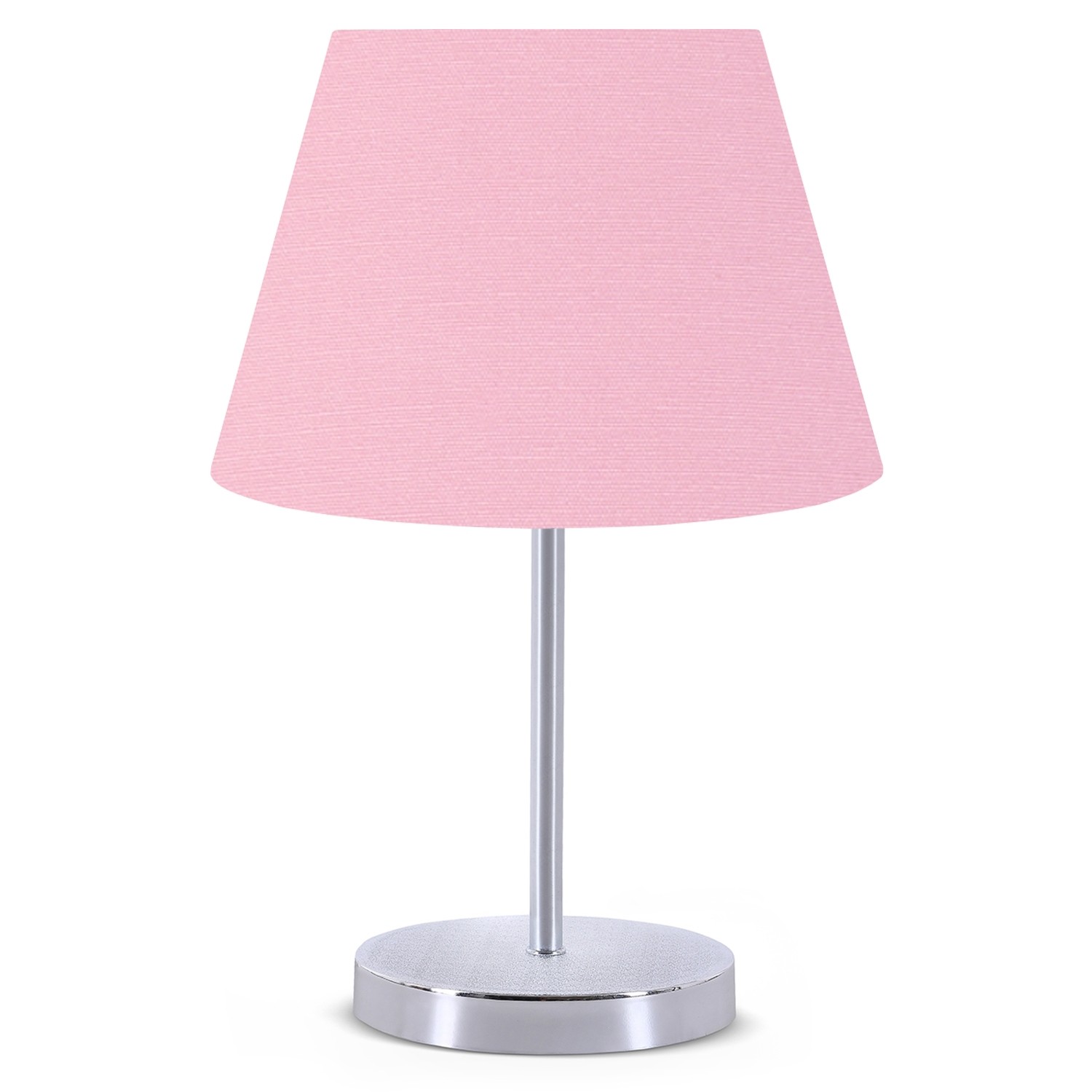 Accensa lampada da tavolo paralume in PVC rosa metallo argento