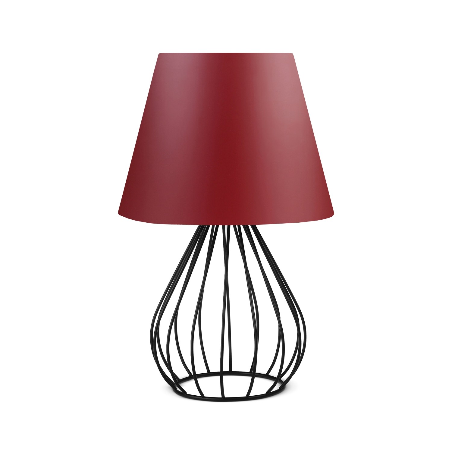 Accensa lampada da tavolo di design con cavo paralume in PVC Bordeaux metallo nero