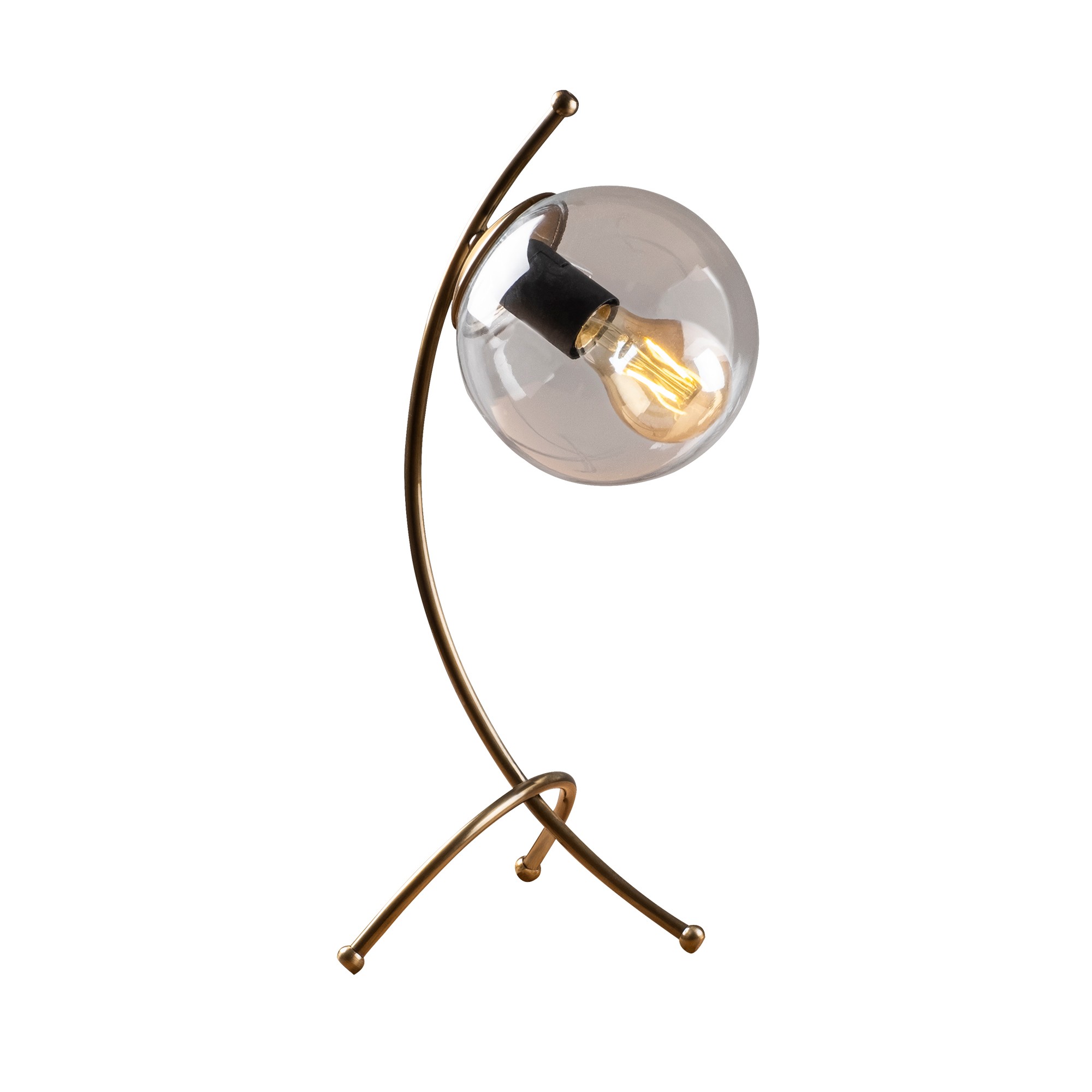Lampada da tavolo Bulla archi H43 cm metallo vetro oro antico trasparente