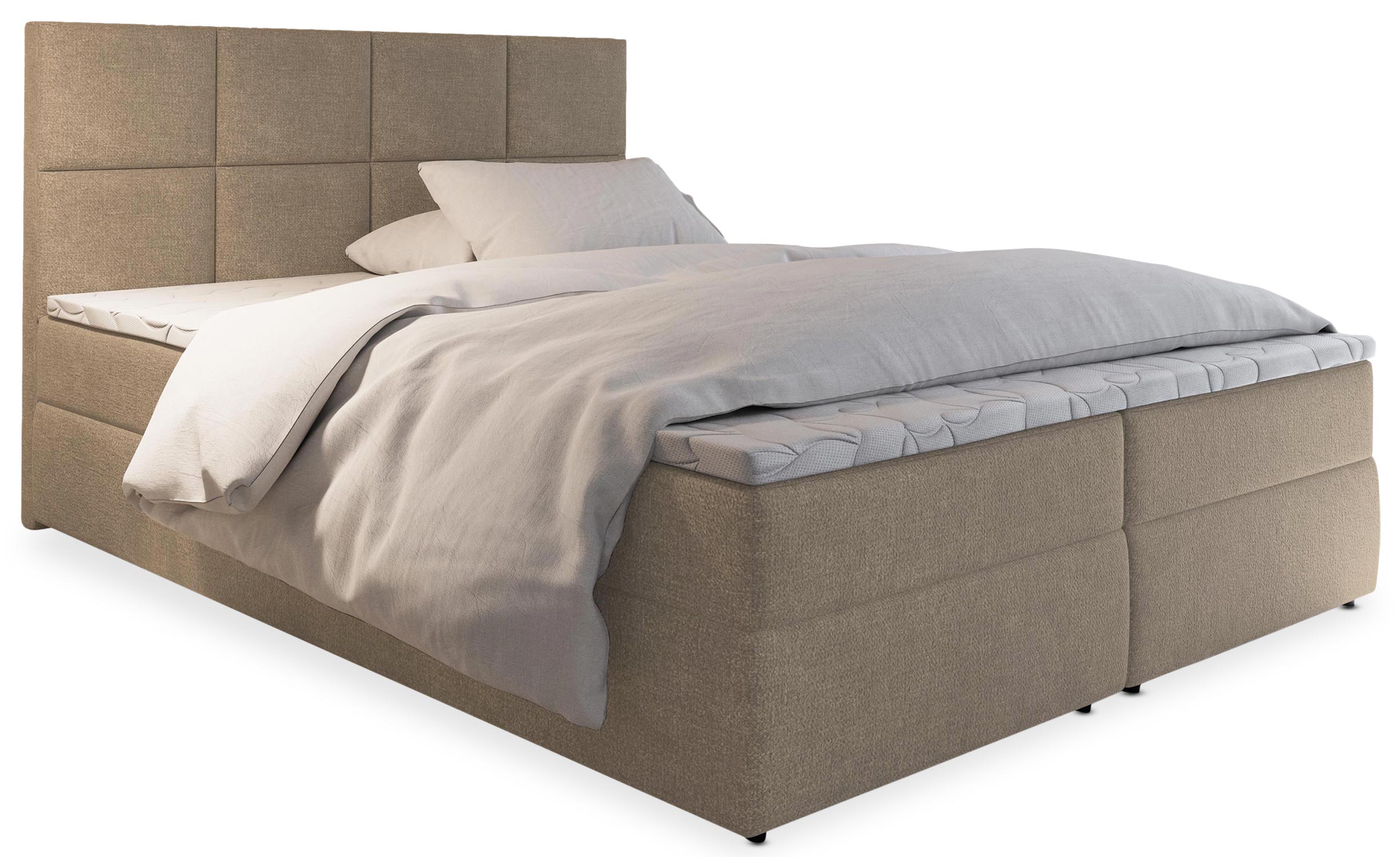 Box letto con materasso e topper Nalzen 140cm Tessuto Beige