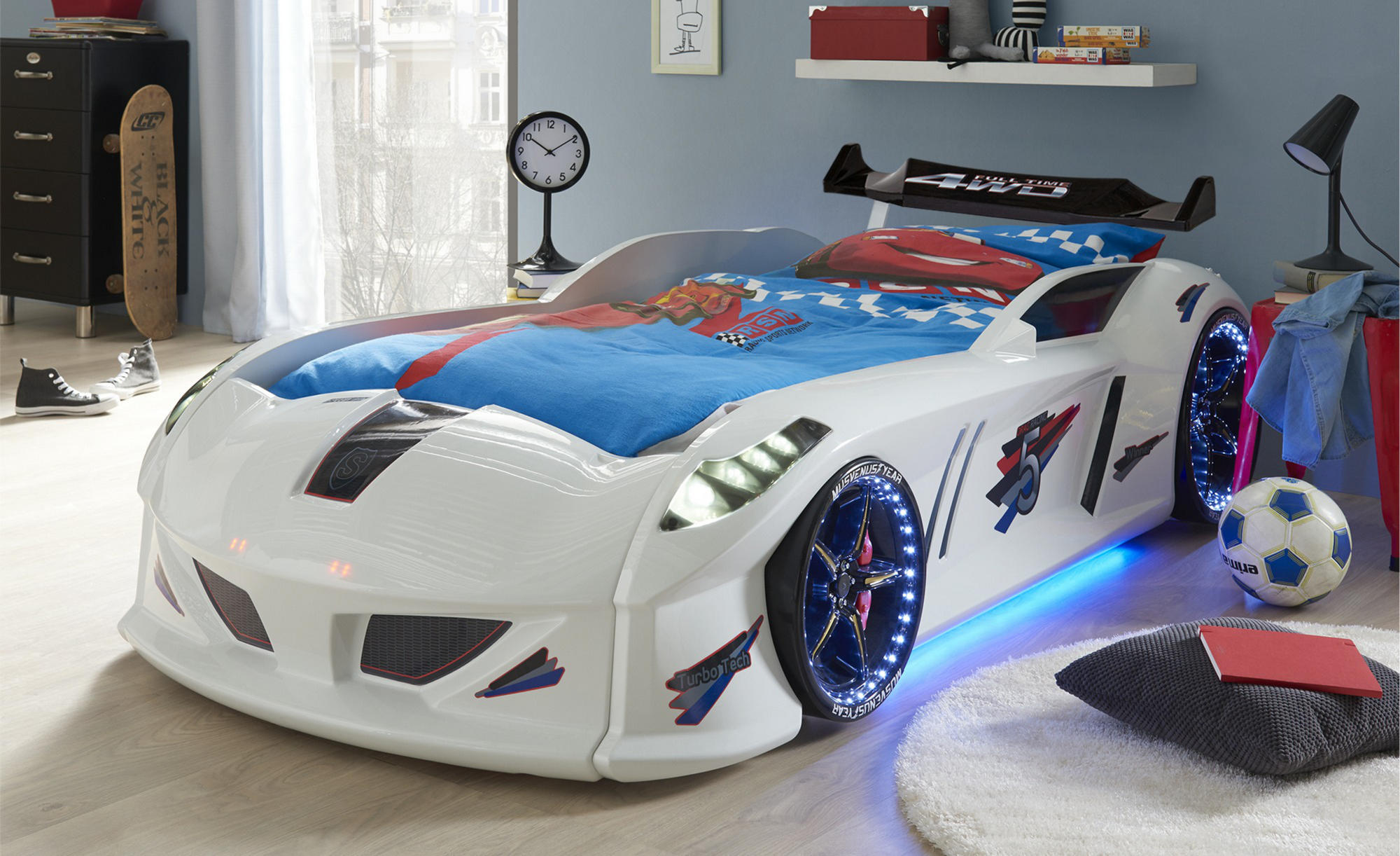 Letto interattivo Speedy per auto da corsa bianco ABS pannello in melamina Multicolore