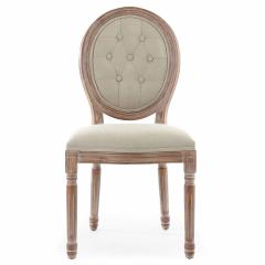 Set di 2 sedie a medaglione in stile Luigi XVI Legno patinato e tessuto imbottito beige