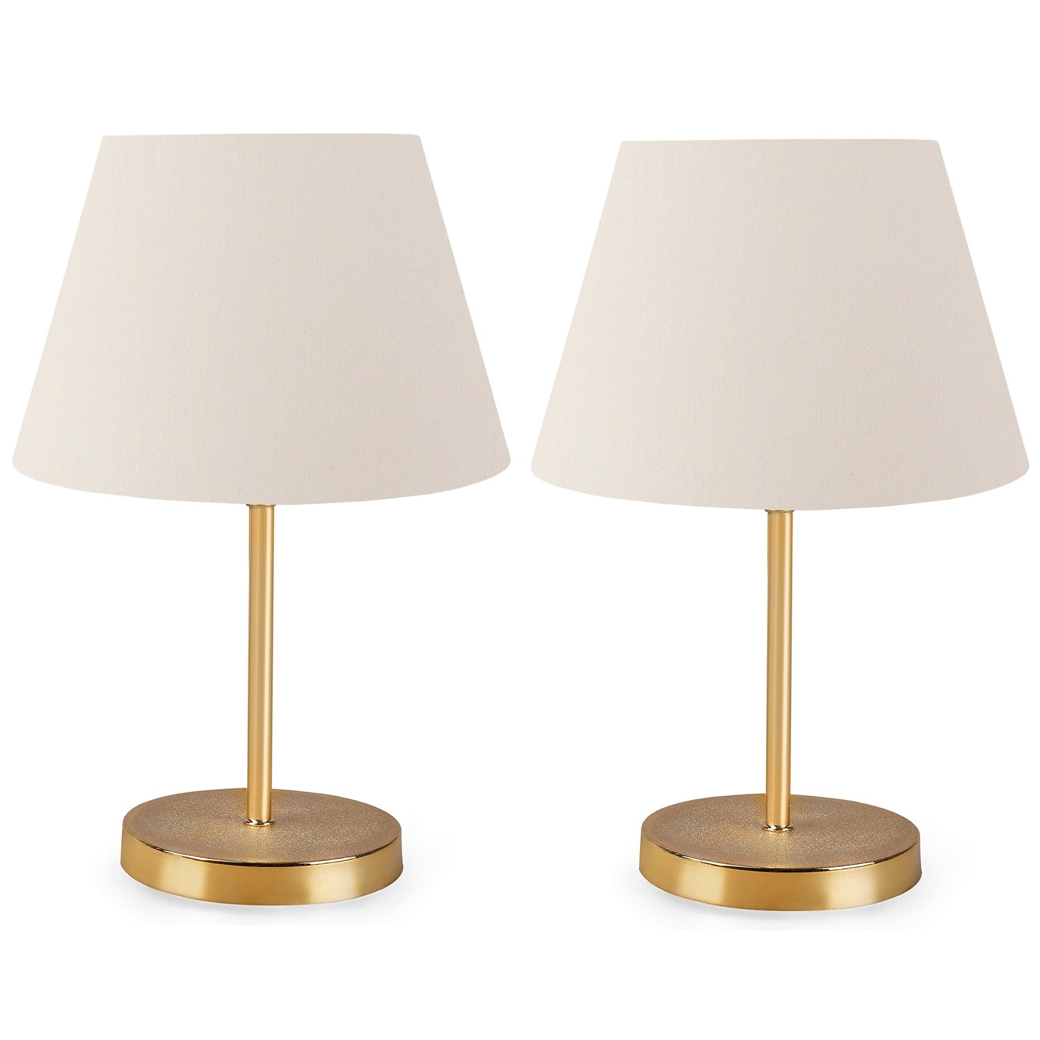 Set di 2 lampade da tavolo Accensa paralume H12 cm PVC bianco argilla metallo oro