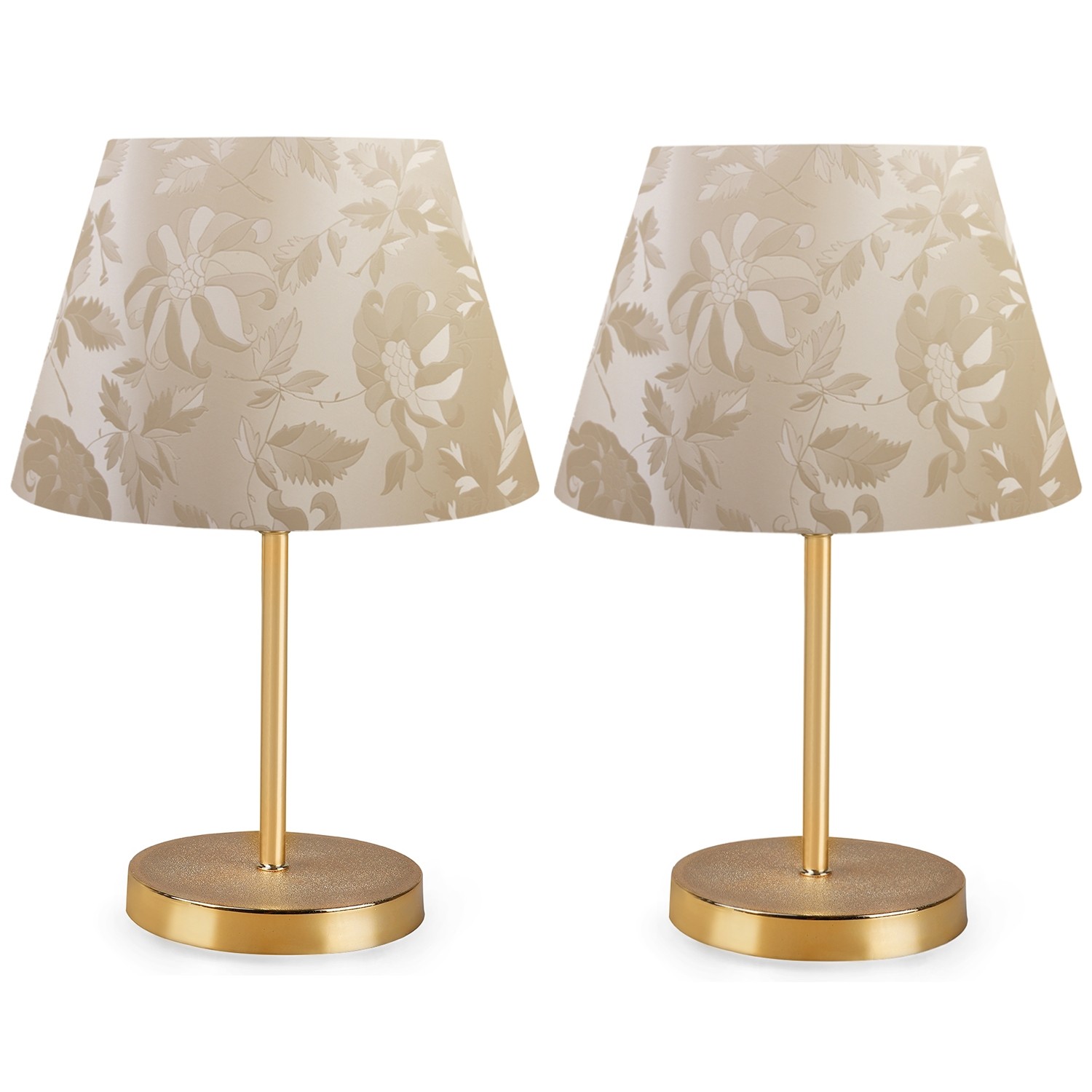 Set di 2 lampade da tavolo Accensa con disegno floreale e paralume H12 cm PVC sughero e metallo oro