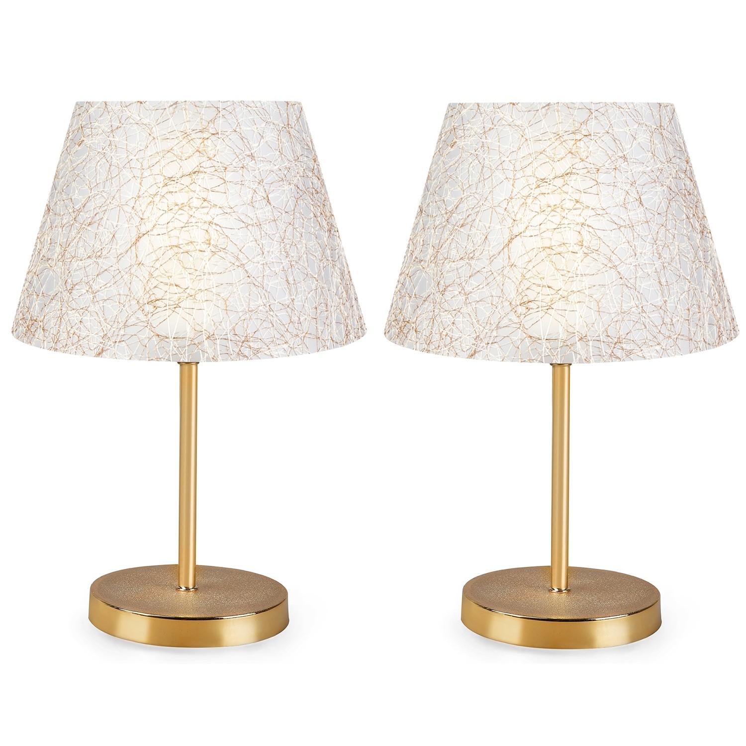 Set di 2 Accensa lampade da tavolo PVC paralume Crema Metallo Oro