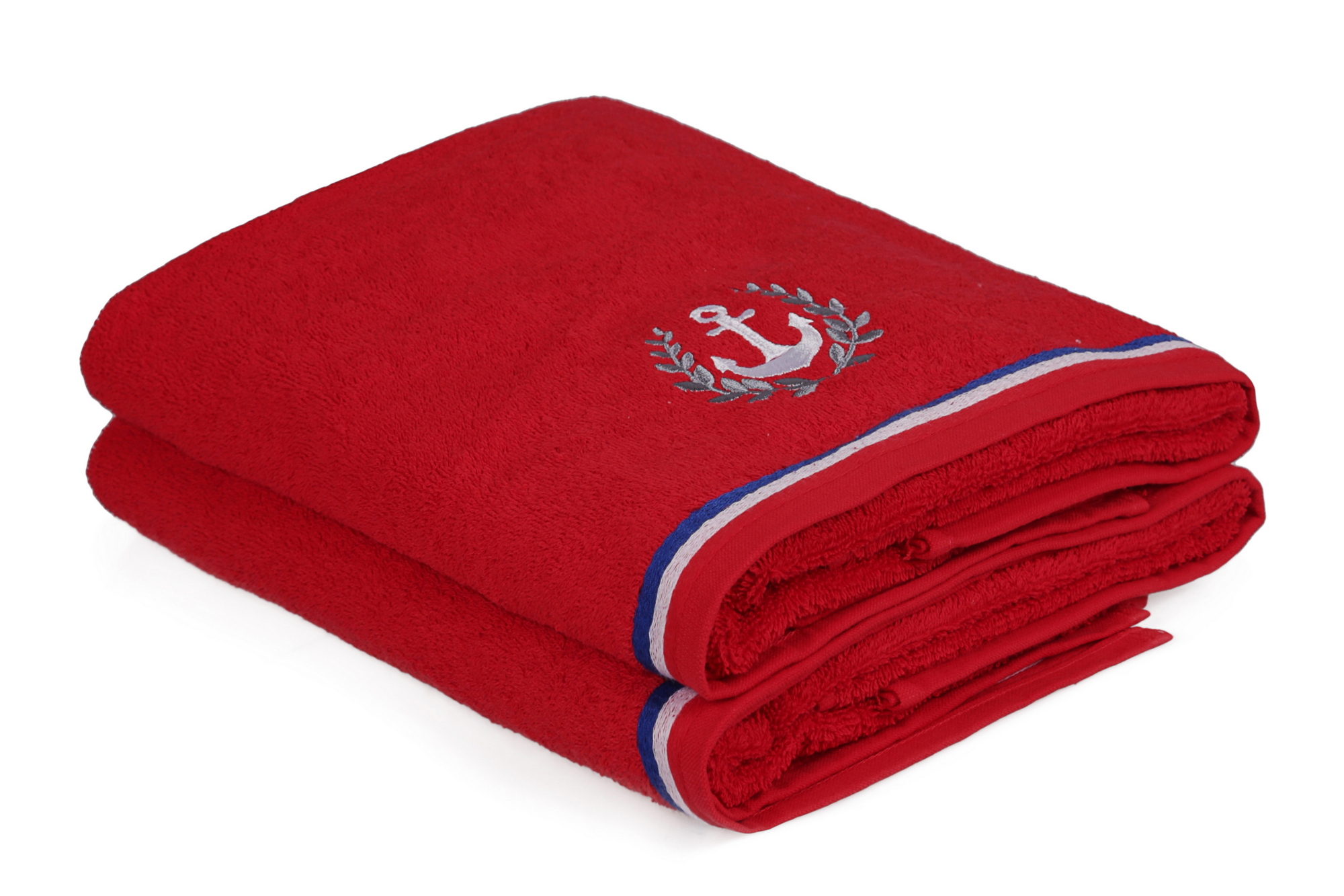 Set di 2 asciugamani Anchora 70 x 140 cm Cotone Rosso
