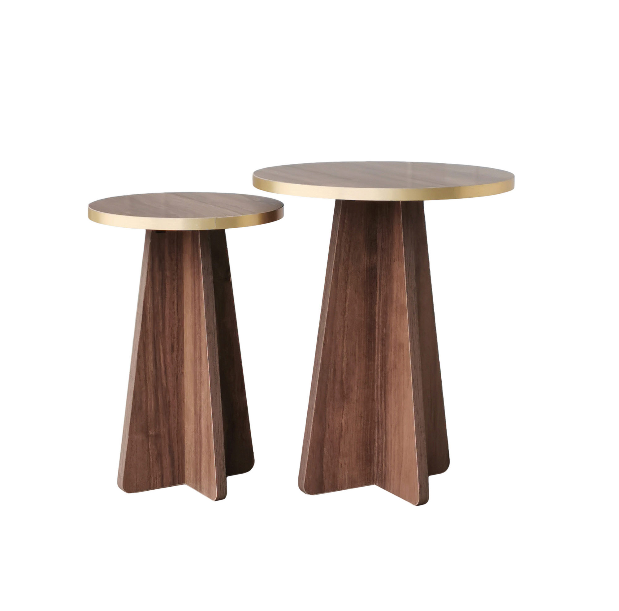 Set di 2 tavolini rotondi Ralia in legno scuro e oro