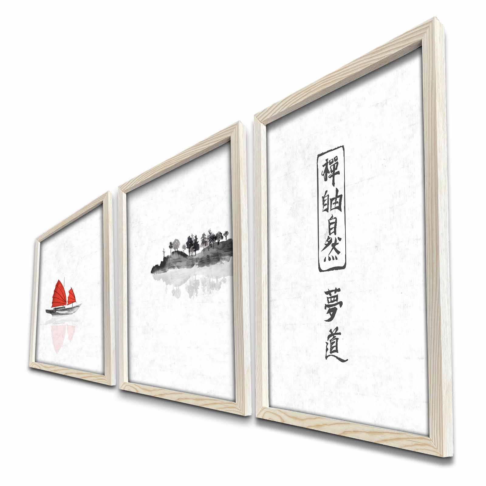 Set di 3 tavole decorative Pictura per acquerello Zen spirit MDF Wood Multicolore