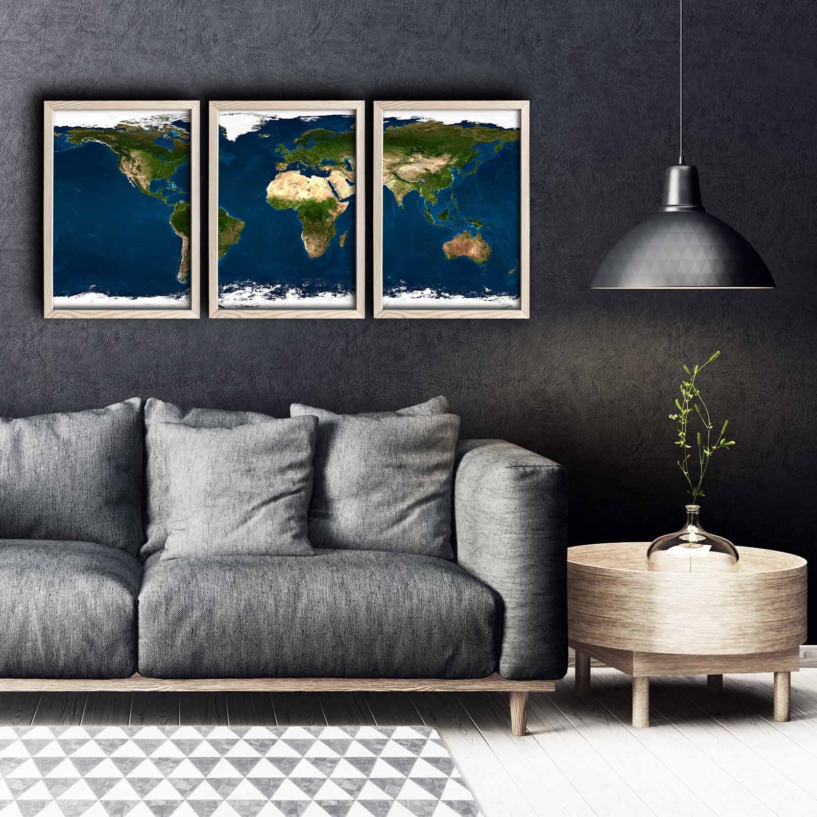 Set di 3 tavole decorative Pictura world map MDF Wood Multicolore