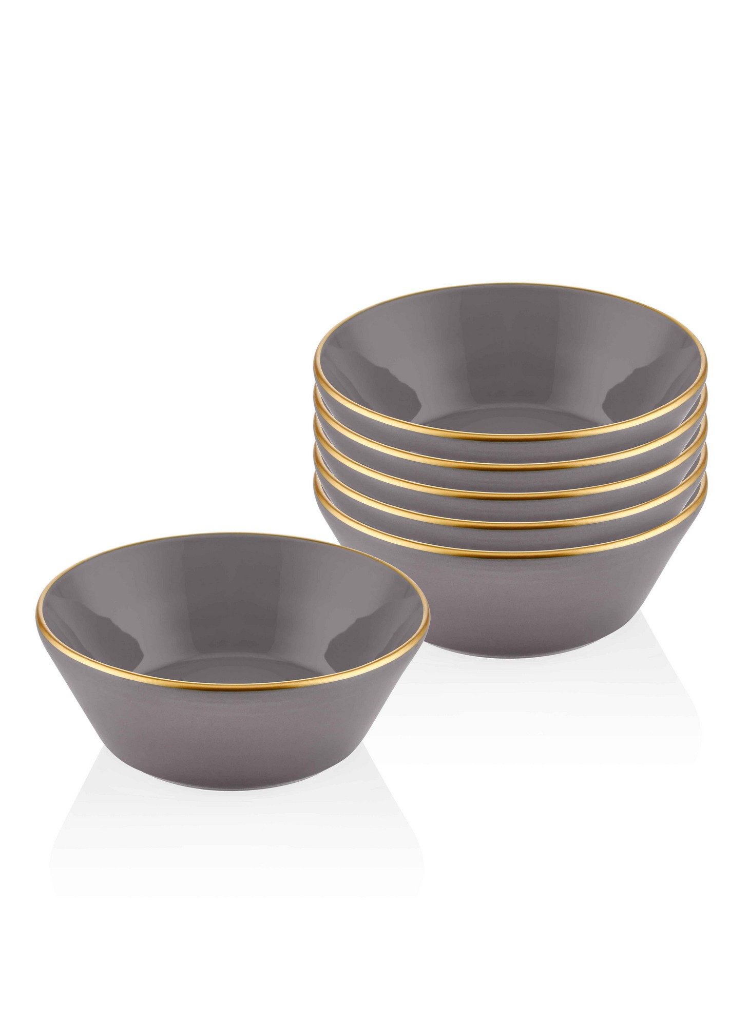 Set di 6 ciotole a fondo piatto Poculum Ø 15 cm in ceramica oro e grigio 