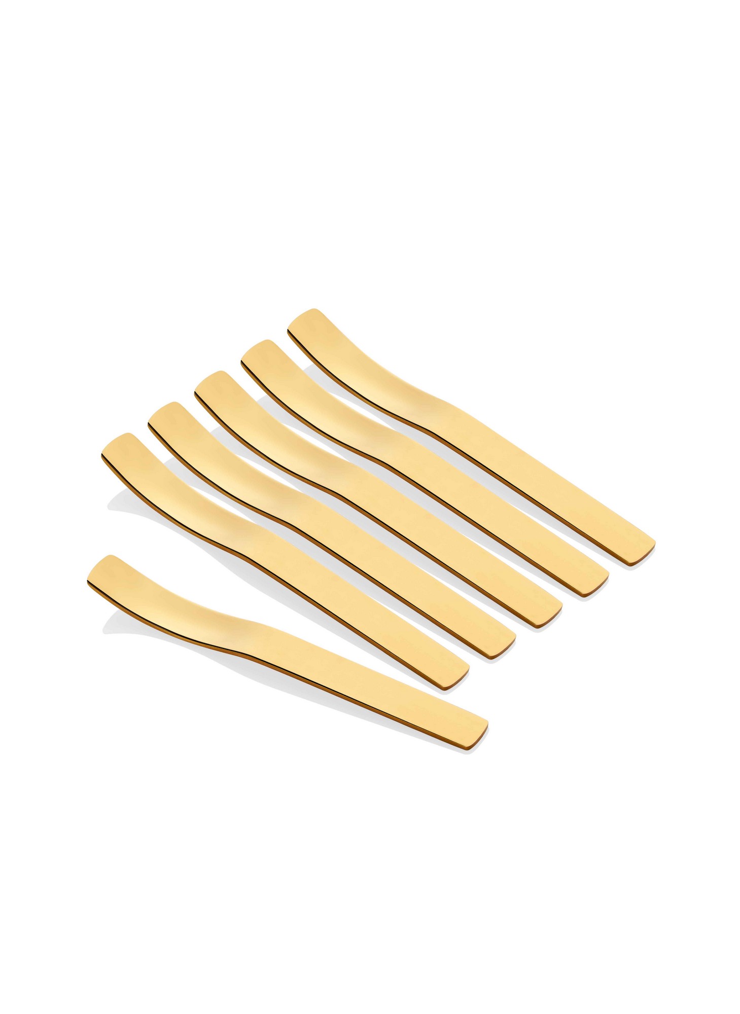 Set di 6 cucchiai da dessert di design rettangolare di Cochleari 13 cm in metallo dorato lucido