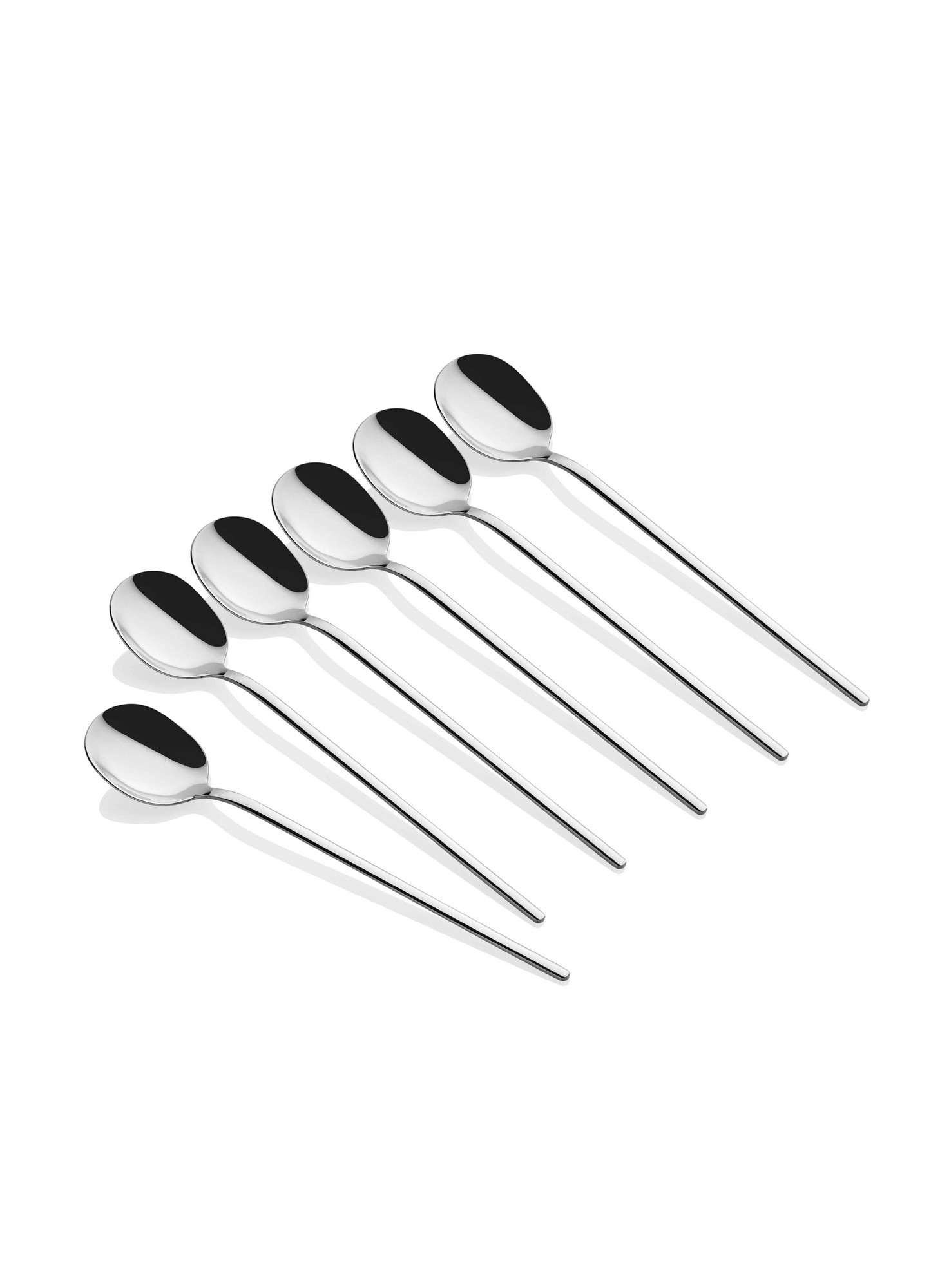 Set di 6 cucchiai da dessert con manico ultra fine di Cochleari 13 cm in metallo brillante argento