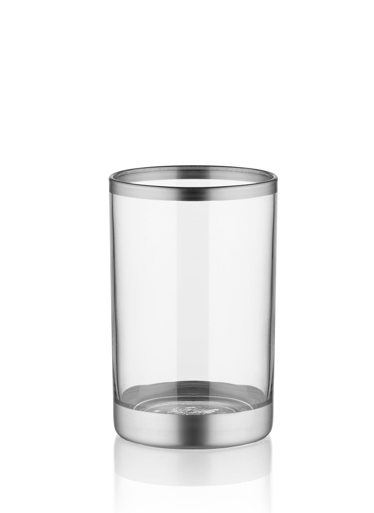 Set di 6 Aiko Water Cups 220ml in vetro trasparente con base e bordo in argento