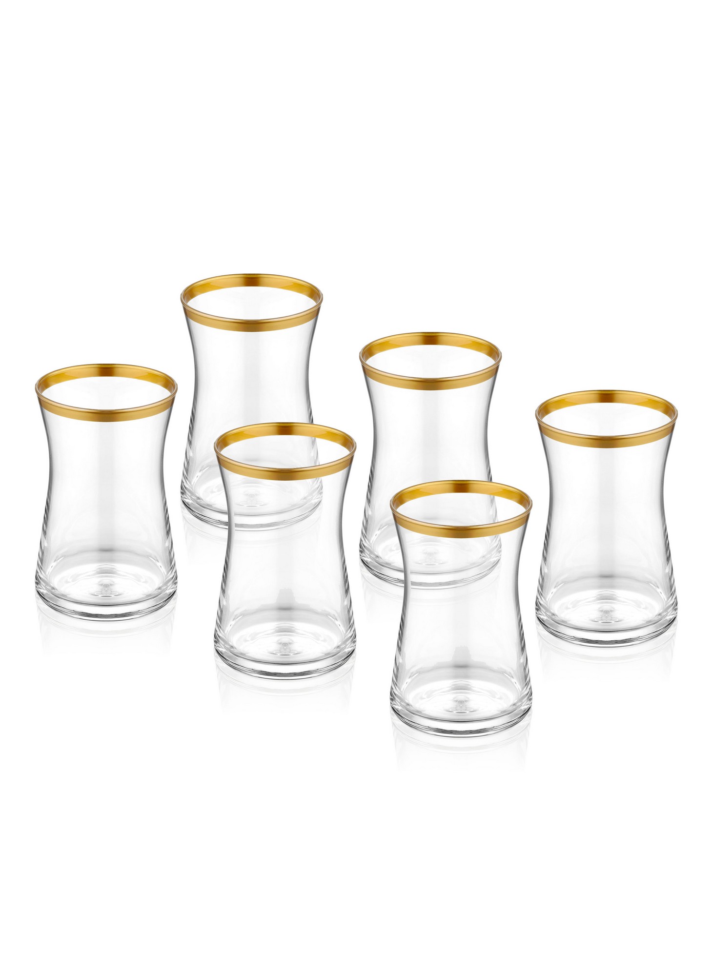 Set di 6 tazze da tè con bordo Potus vetro trasparente oro