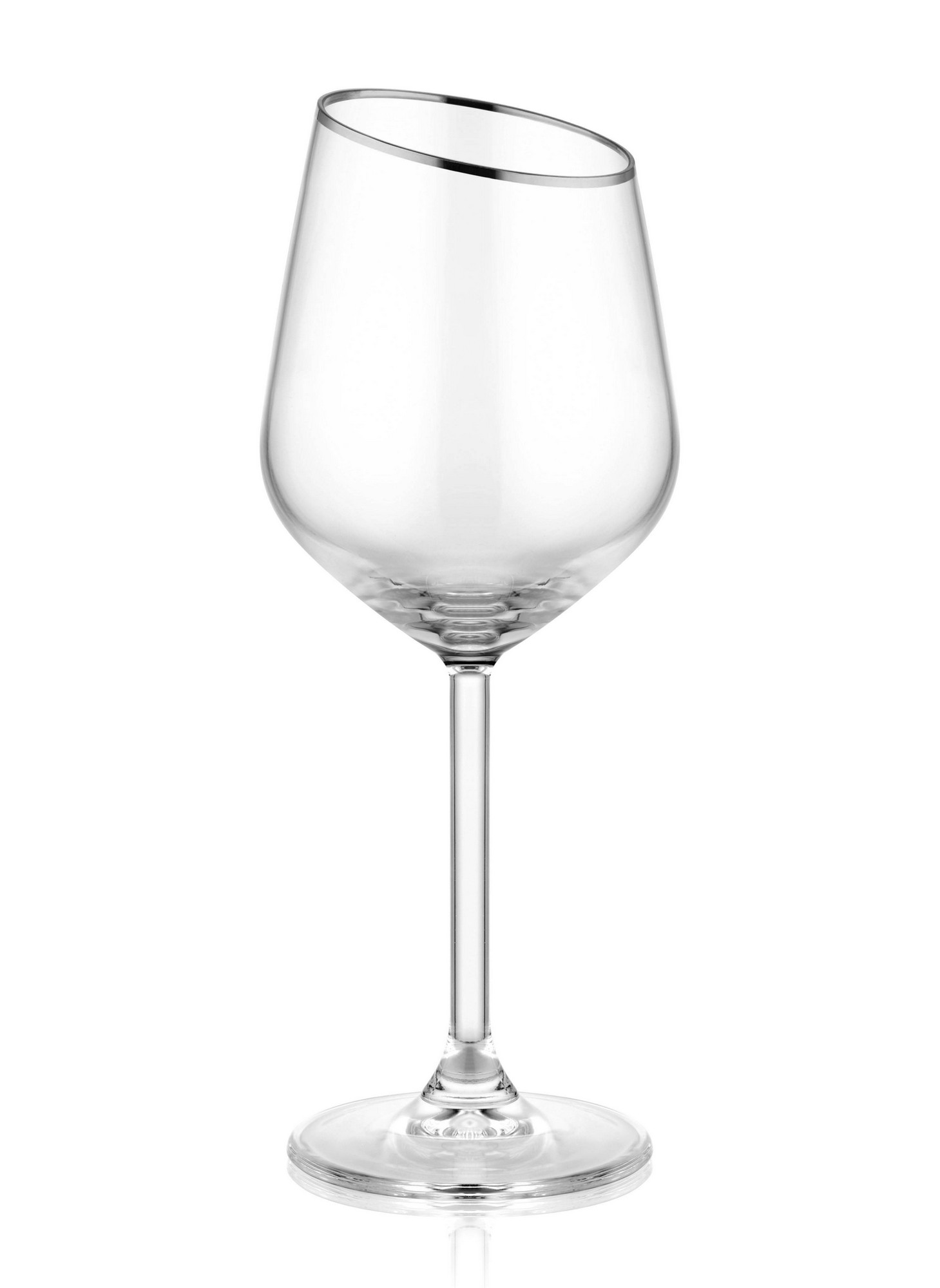 Set di 6 bicchieri da vino Pashma trasparenti con bordo d'argento