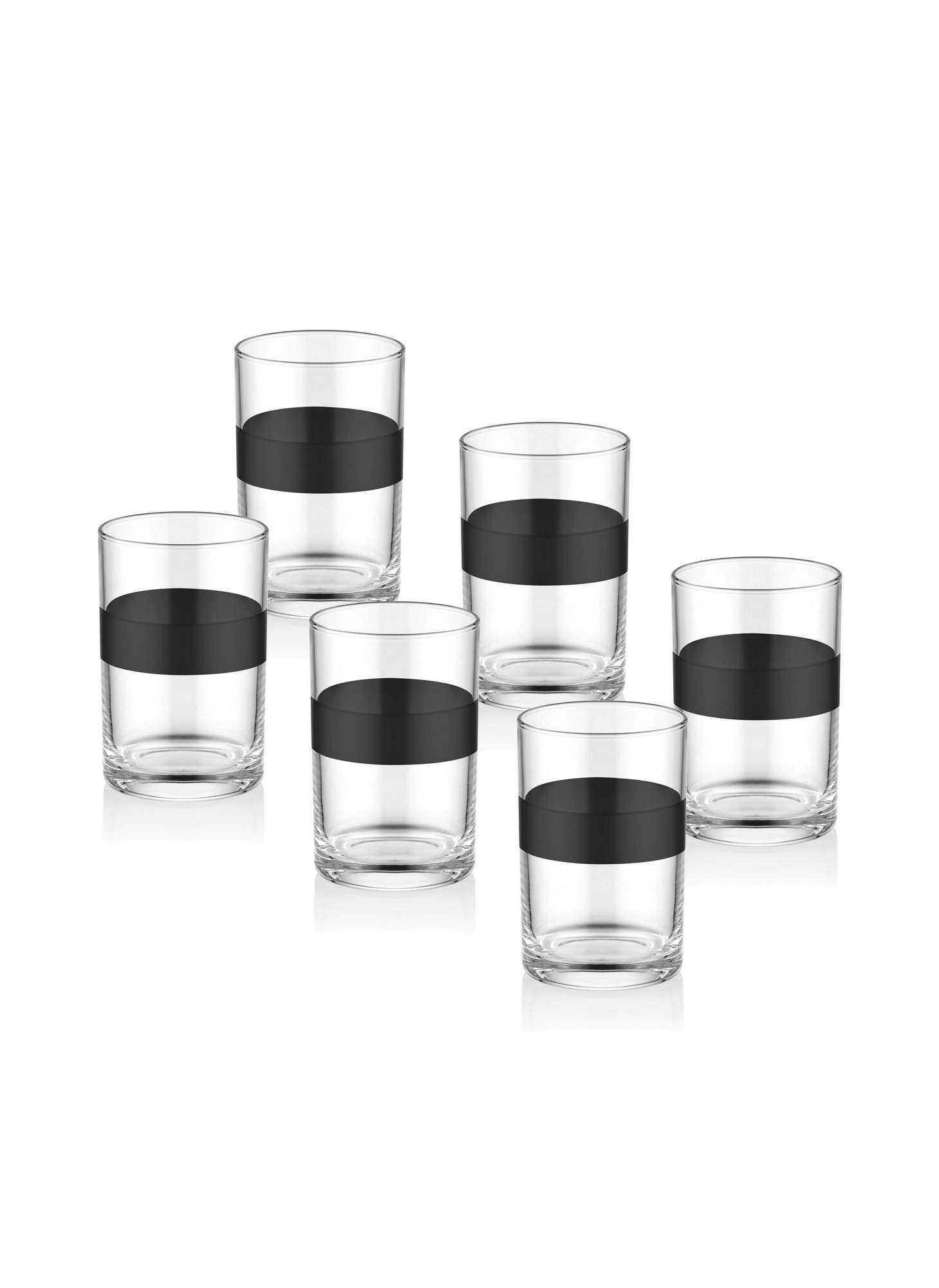 Set di 6 bicchieri da acqua Wakita 220ml in vetro trasparente con banda nera