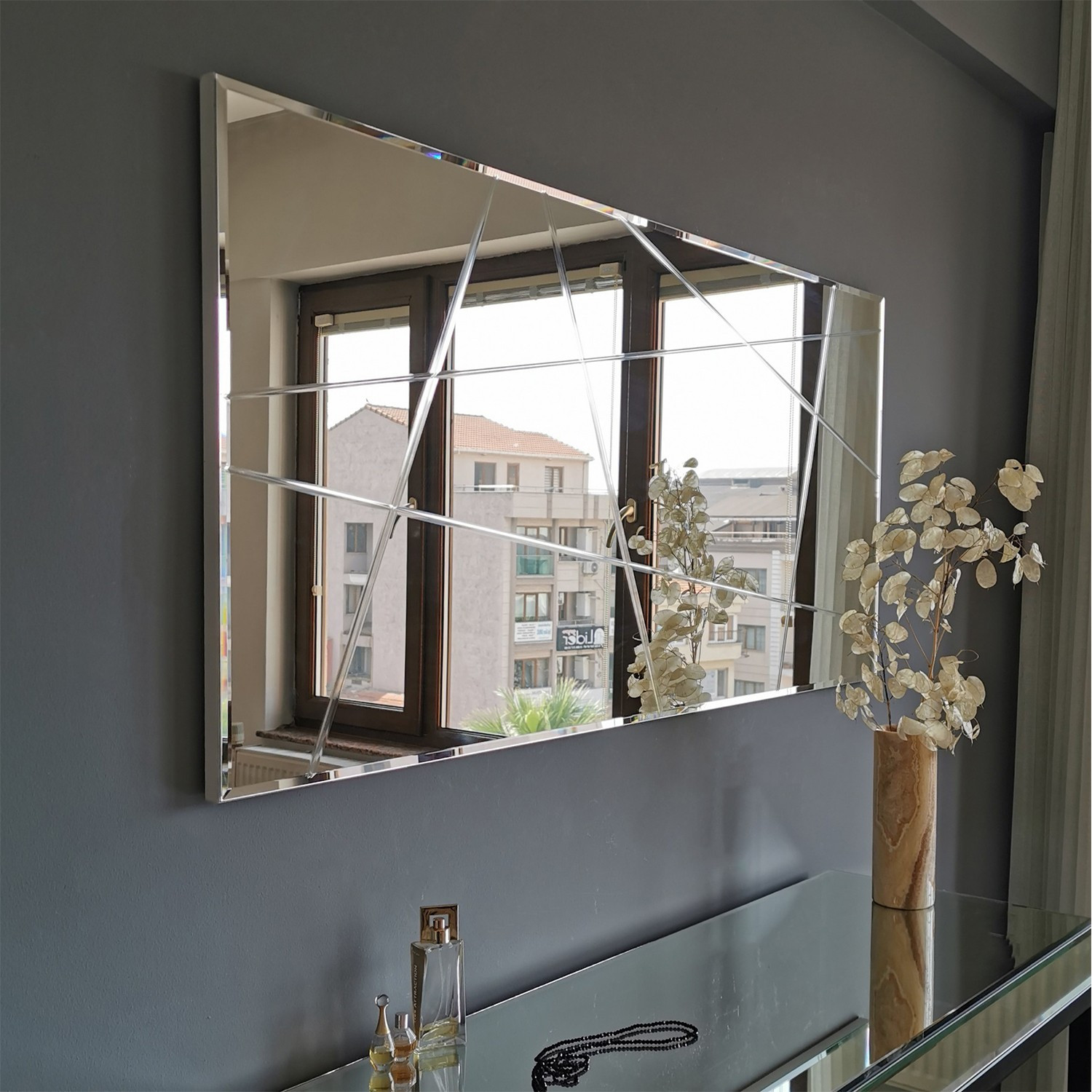 Specchio decorativo Speculo 130 x 62 x 2,2 cm Vetro Legno MDF