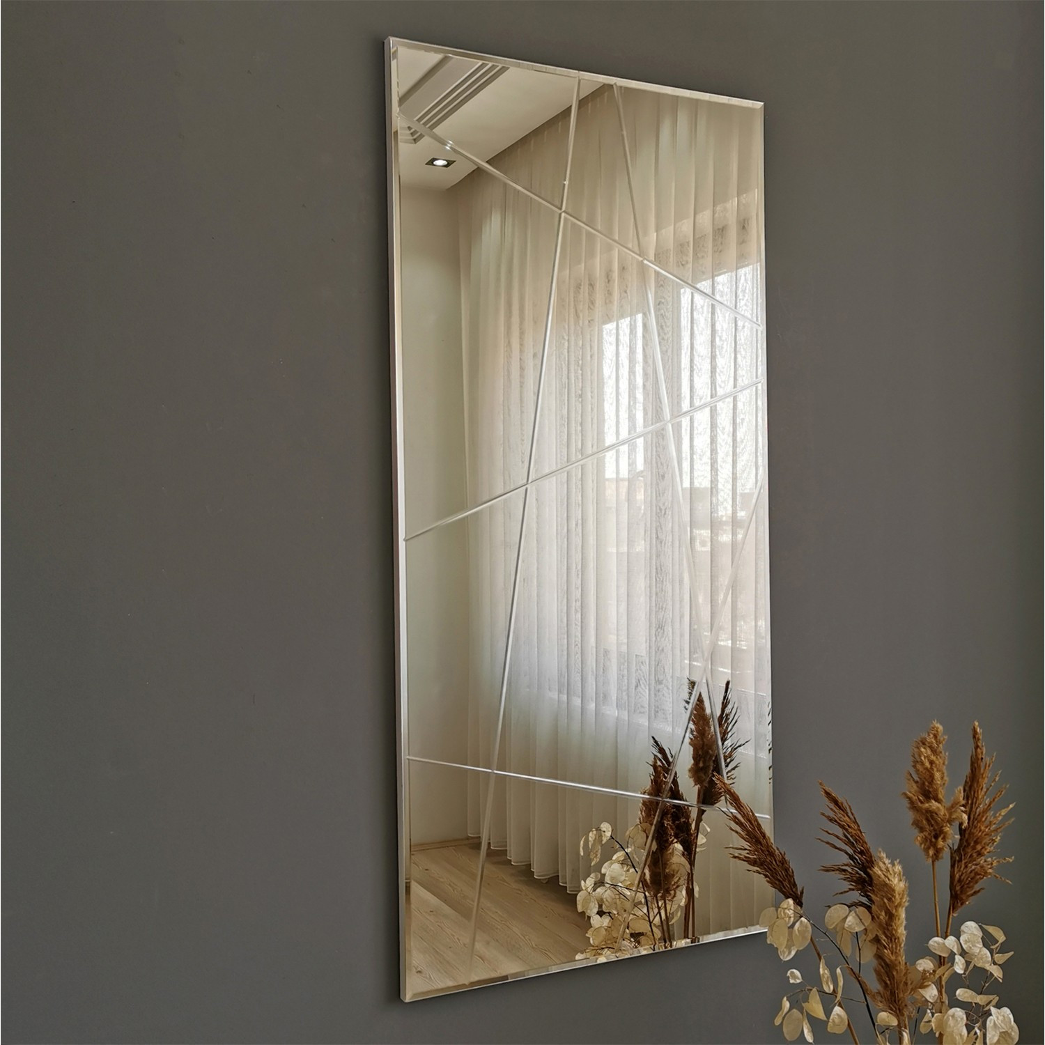 Specchio decorativo Speculo 62 x 2,2 x 130 cm Vetro Legno MDF