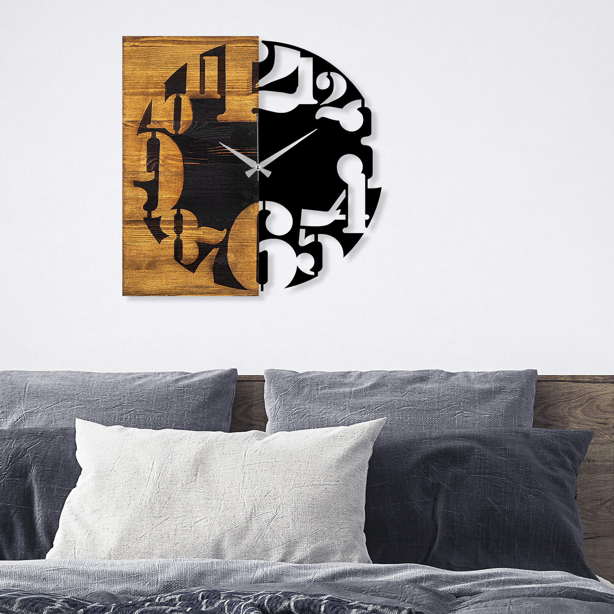 Orologio da parete Continuum Graff in legno nero e noce