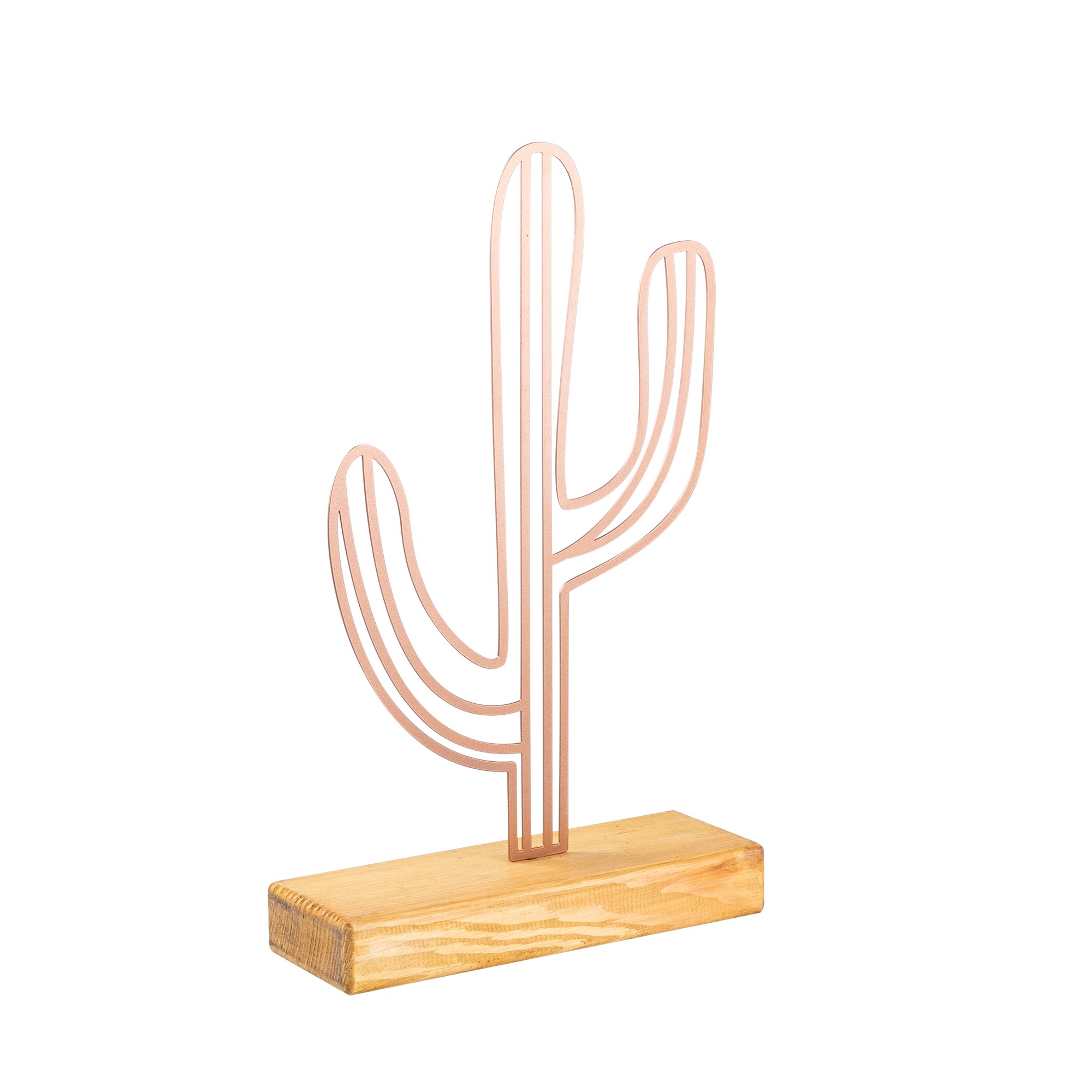 Oggetto decorativo Deorsum cactus Metallo Legno Rame