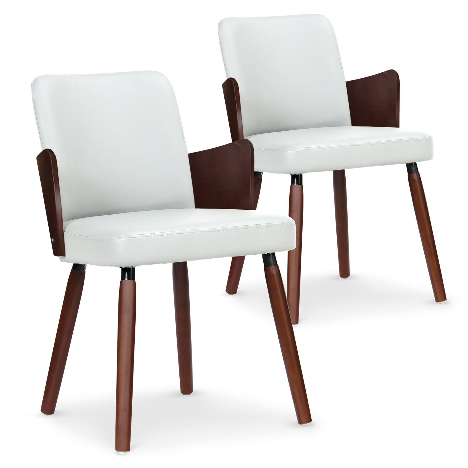 Set di 2 sedie scandinave Phibie in legno color nocciola e bianco