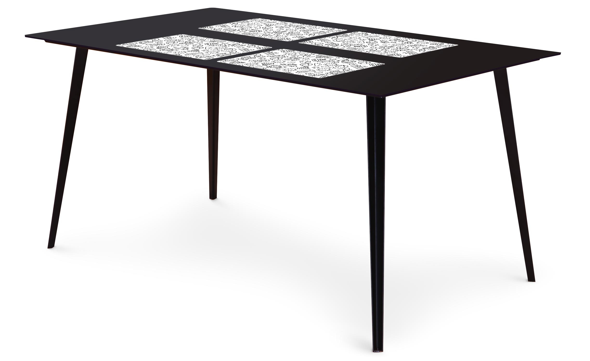 Table magnétique rectangulaire 150x90cm Bipolart Métal Noir avec 4 Sets de table Dessin