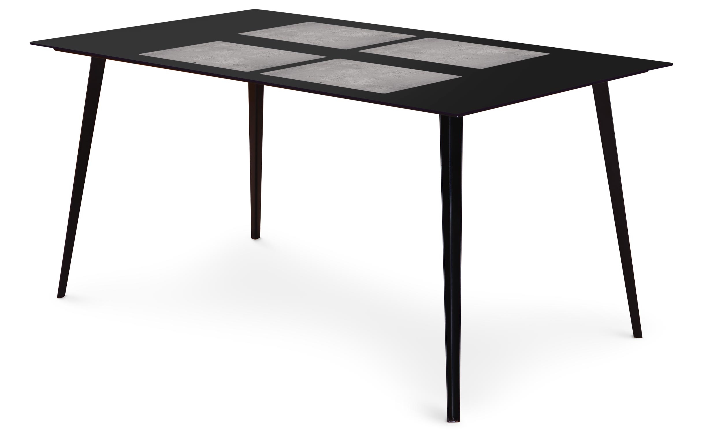 Table magnétique rectangulaire 150x90cm Bipolart Métal Noir avec 4 Sets de table Effet Béton