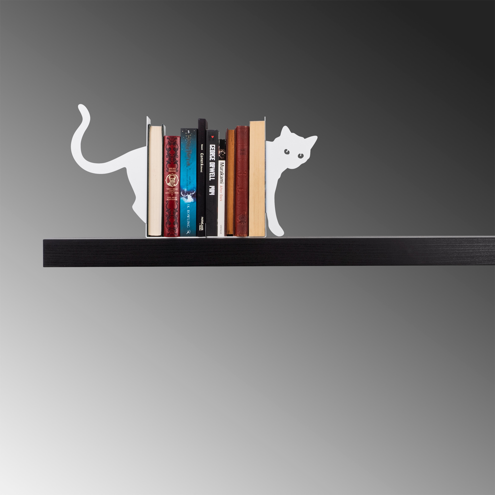 Fermalibro decorativo gatto ritagliato Liber 34 x 14 x 22 cm Metallo Bianco