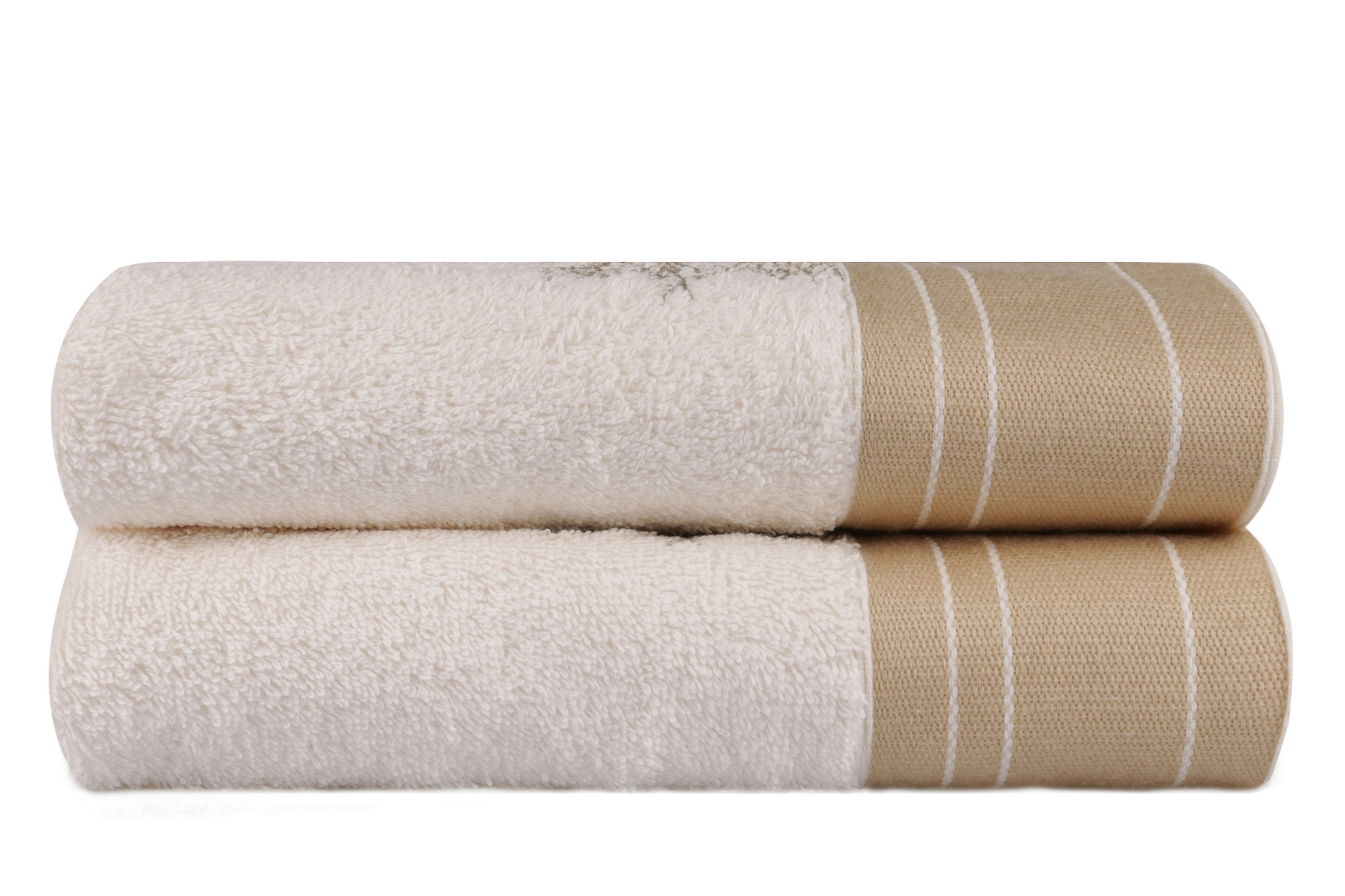 Set di 2 asciugamani grande bordo ricamo albero Apparatum 50 x 90 cm 100% Micro Cotone Crema