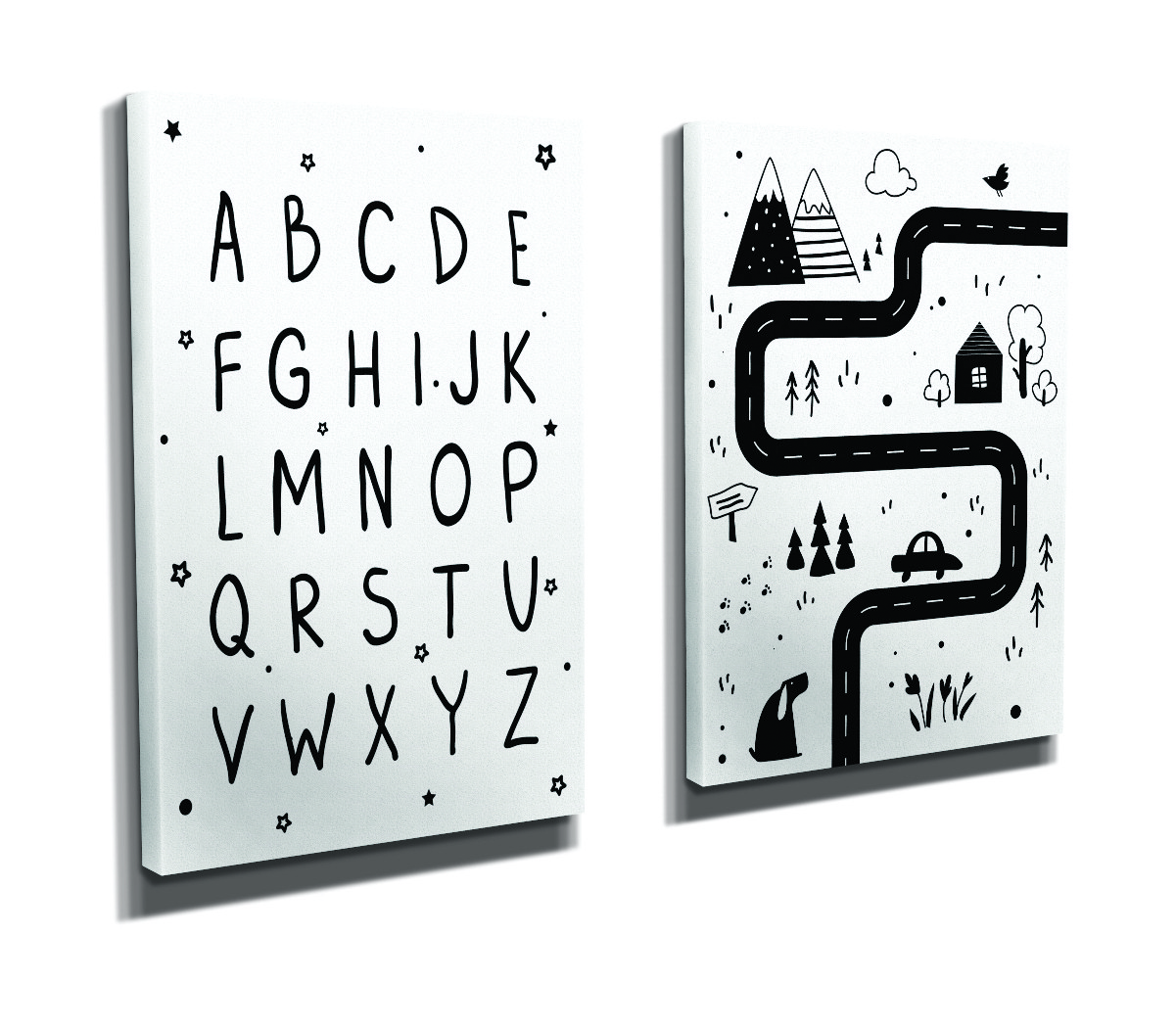 Set di 2 pannelli decorativi ingenui di alfabeto stradale Movere 30 x 40 cm MDF Multicolore