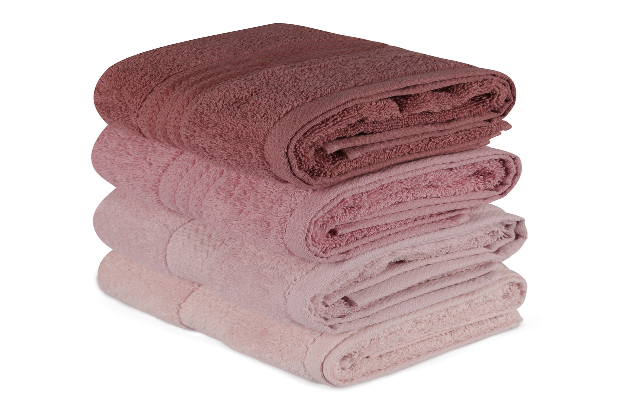 Set di 4 asciugamani con tre linee ricamate Sicco 50 x 90 cm 100 oton Shade of Brown