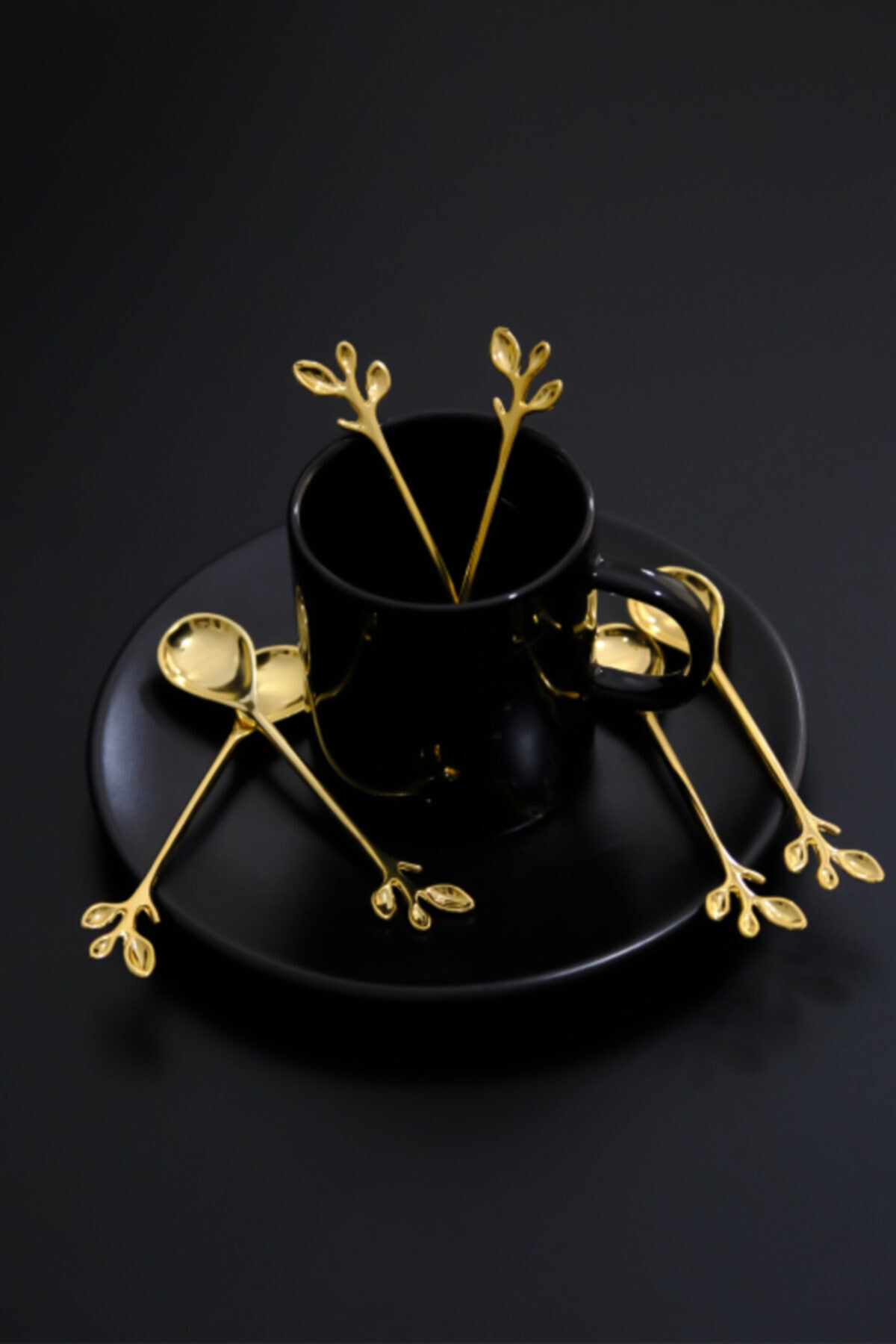 Set di 6 cucchiaini con punta a foglia modellata Fuzio 11 cm Zamak Gold