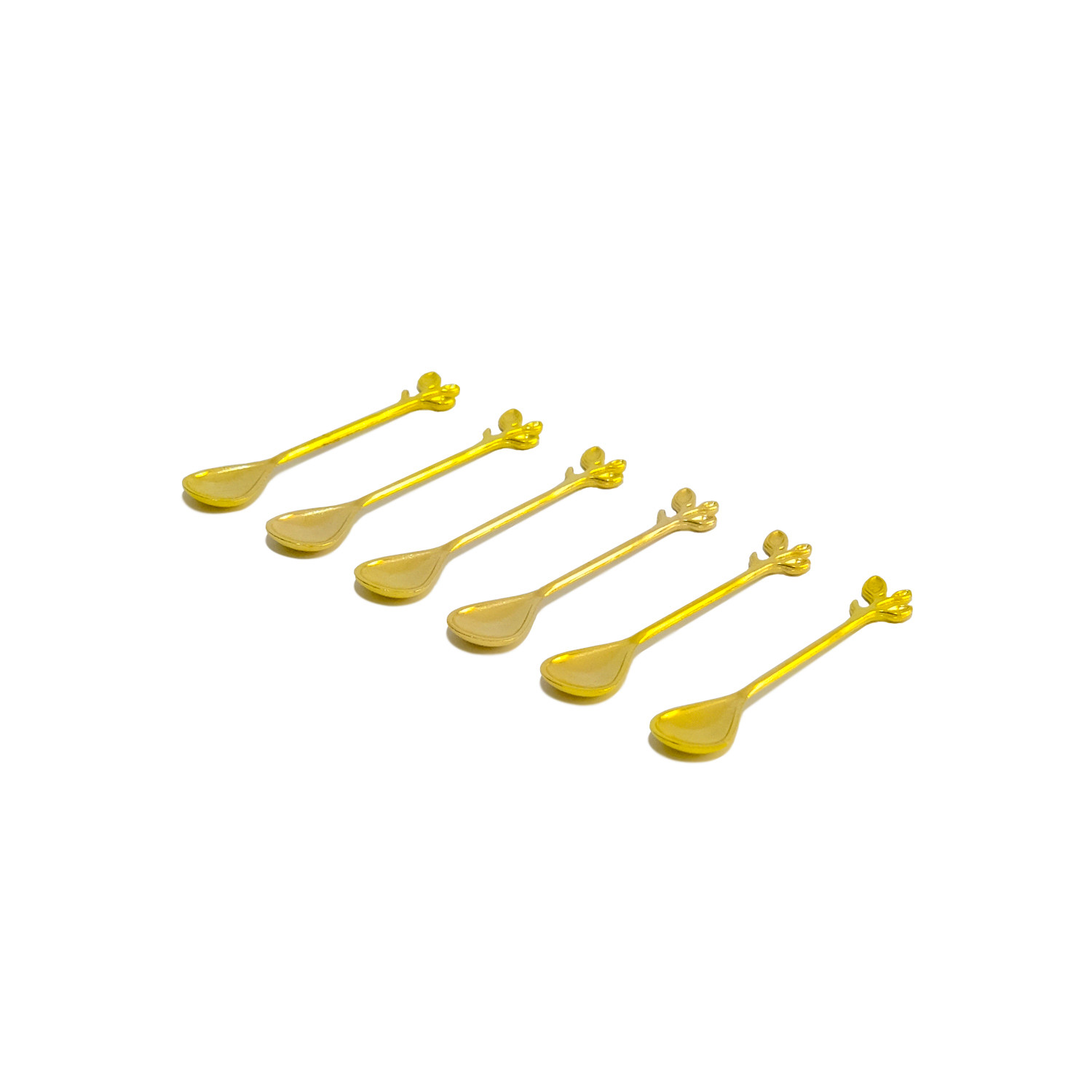 Set di 6 cucchiaini con punta a foglia modellata Fuzio 11 cm Zamak Gold