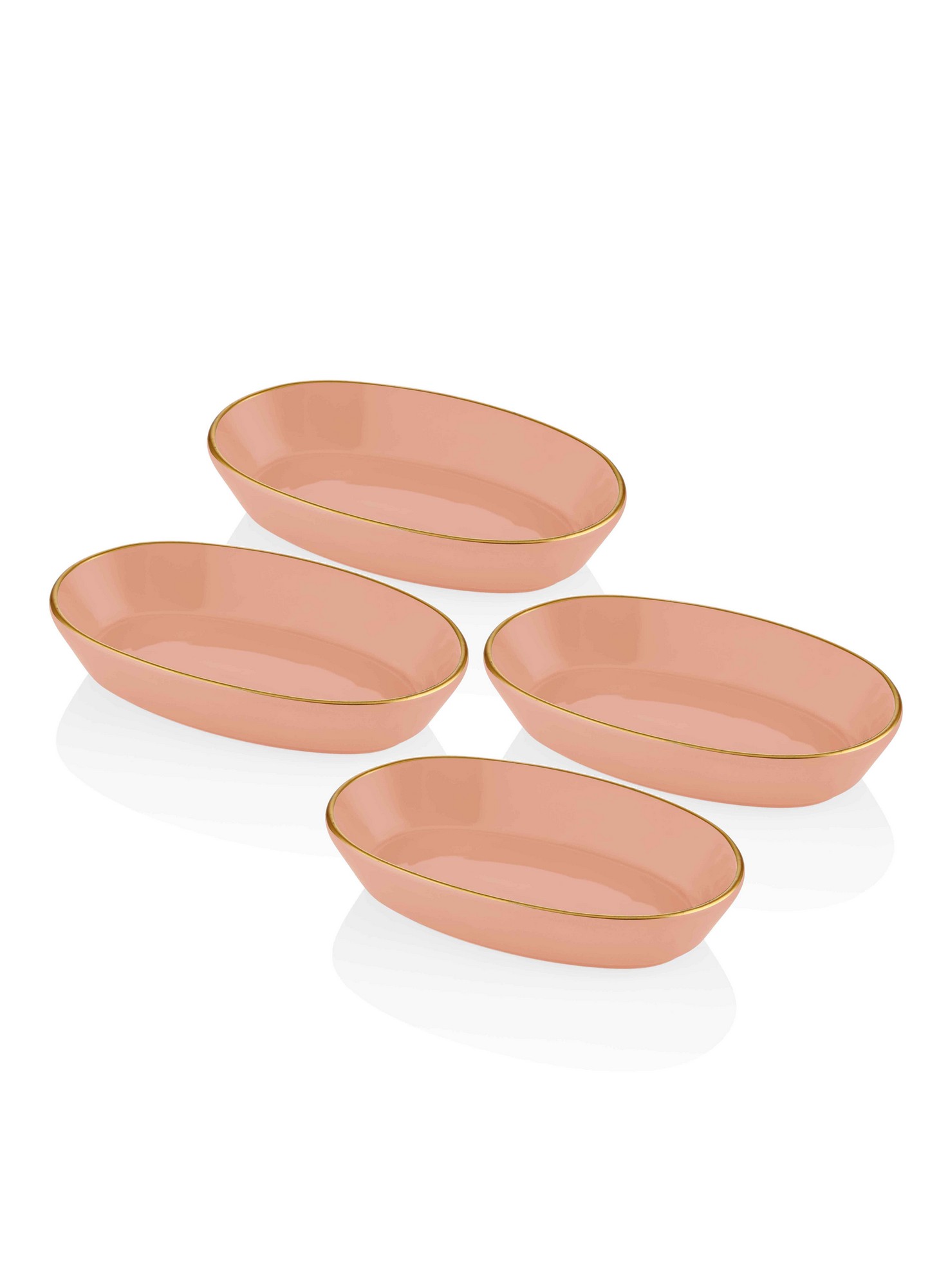 Clio Ceramic 4 piece serving dish set Gold and Peach