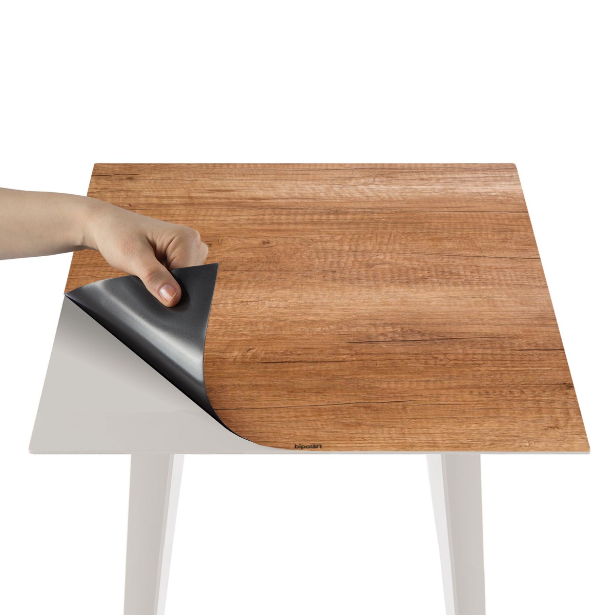 Tavolino d'appoggio magnetico quadrato da 40cm Bipolart Metallo Bianco con 3 Piani stile Natural
